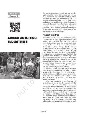 NCERT Book for Class 12 Geography (Part-II) Chapter 8 Manufacturing Industries