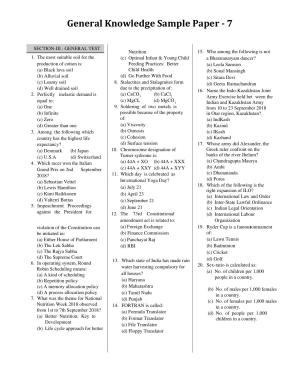 CUET General Knowledge Sample Paper 7