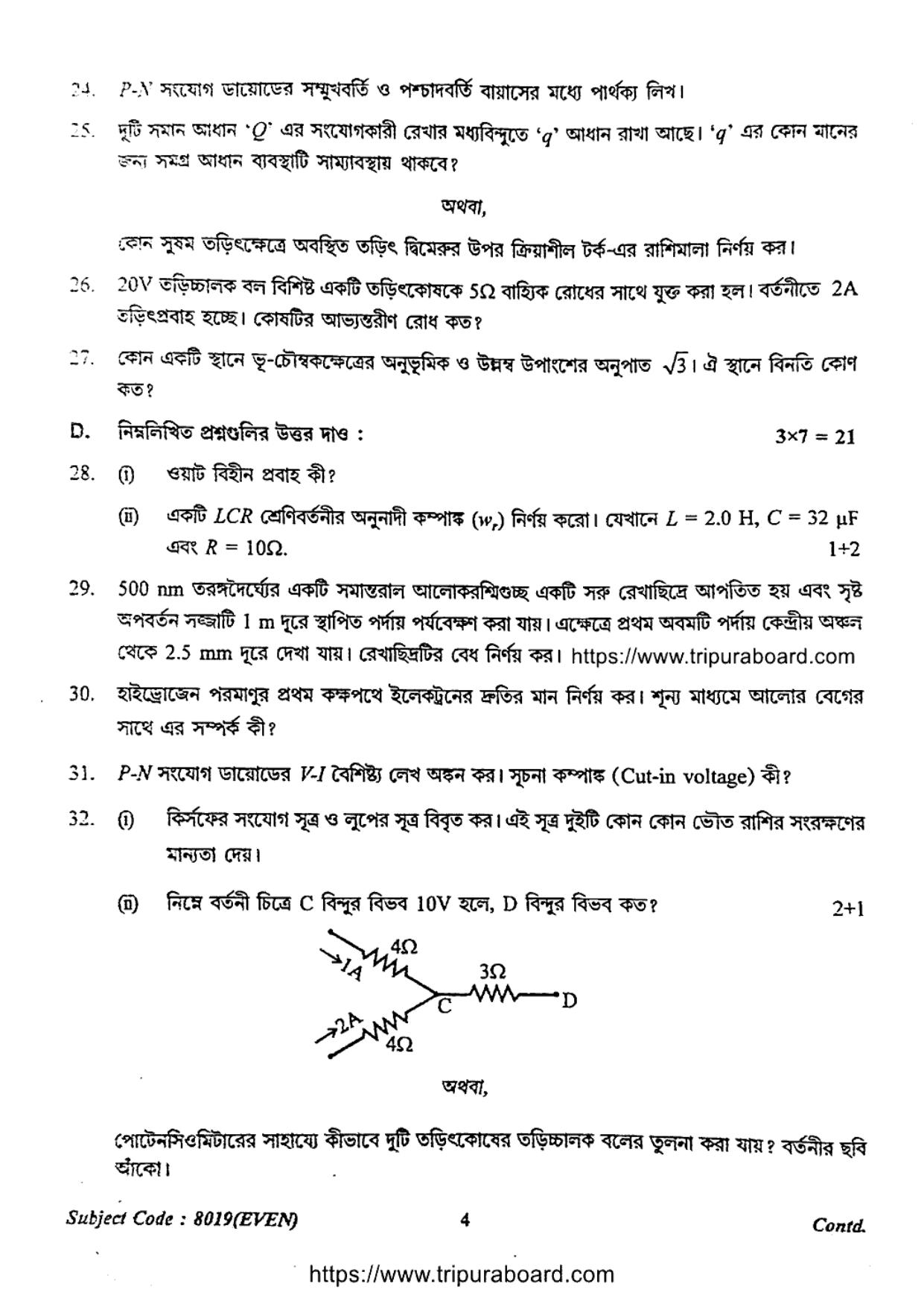 TBSE Class 12 Physics Question Paper 2024 - Page 4