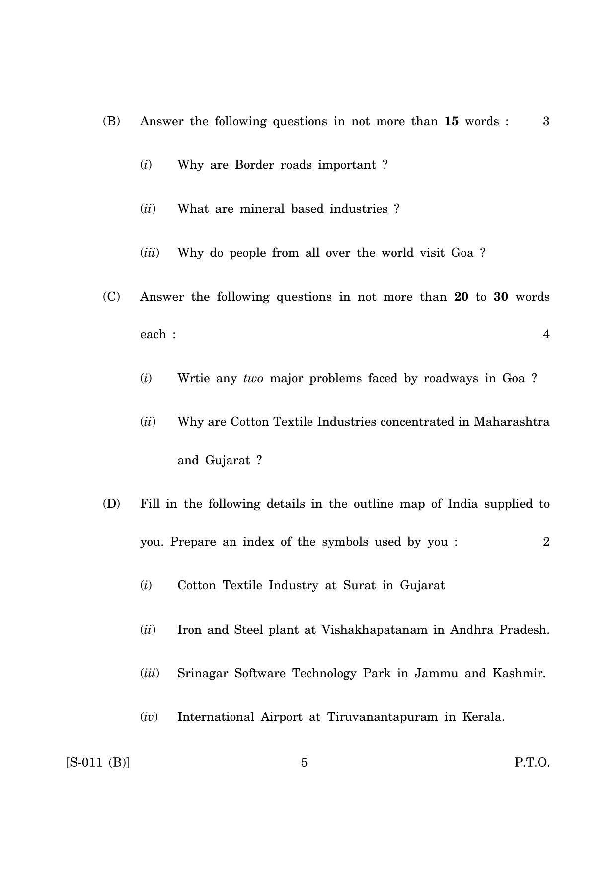 Goa Board Class 10 Social Science 2 E English (June 2019) Question Paper - Page 5