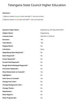 TS EAMCET 2023 Engineering Question Paper with Key (12 May 2023 Forenoon (English & Telugu)