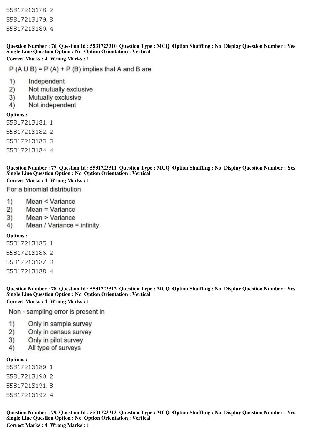 ICAR AIEEA PG 2019 STATISTICAL SCIENCE Question Paper - Page 24
