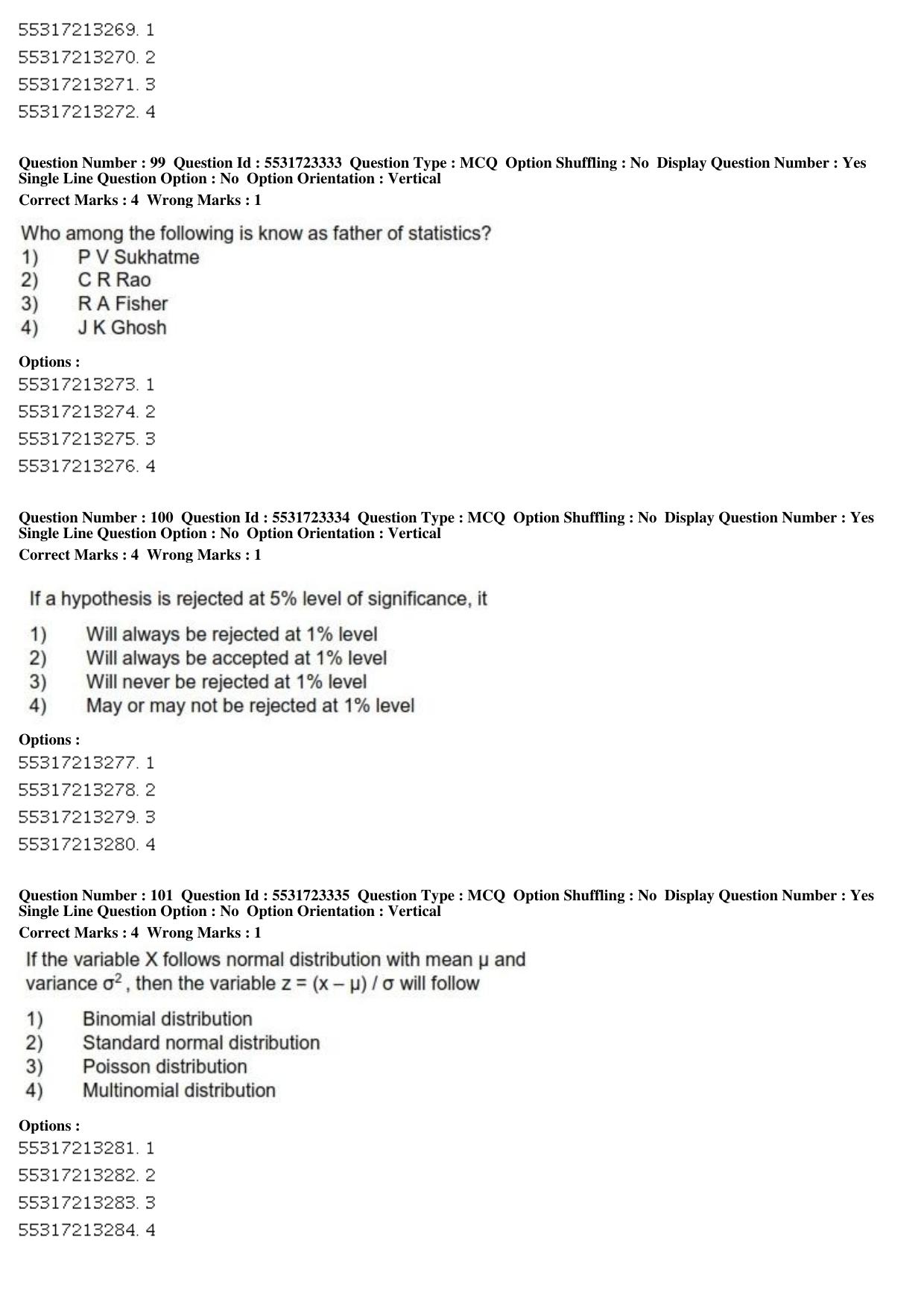 ICAR AIEEA PG 2019 STATISTICAL SCIENCE Question Paper - Page 31