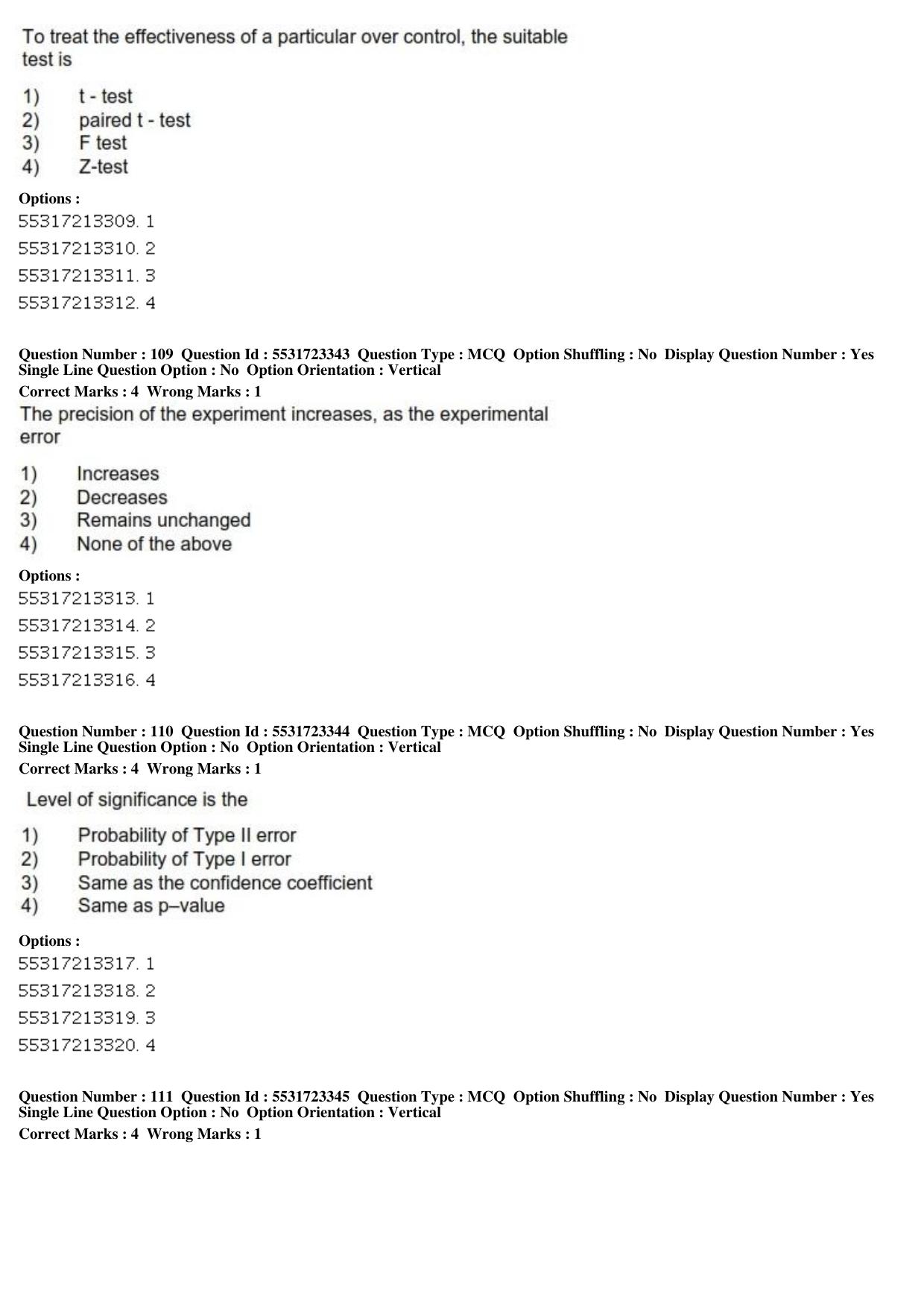 ICAR AIEEA PG 2019 STATISTICAL SCIENCE Question Paper - Page 34