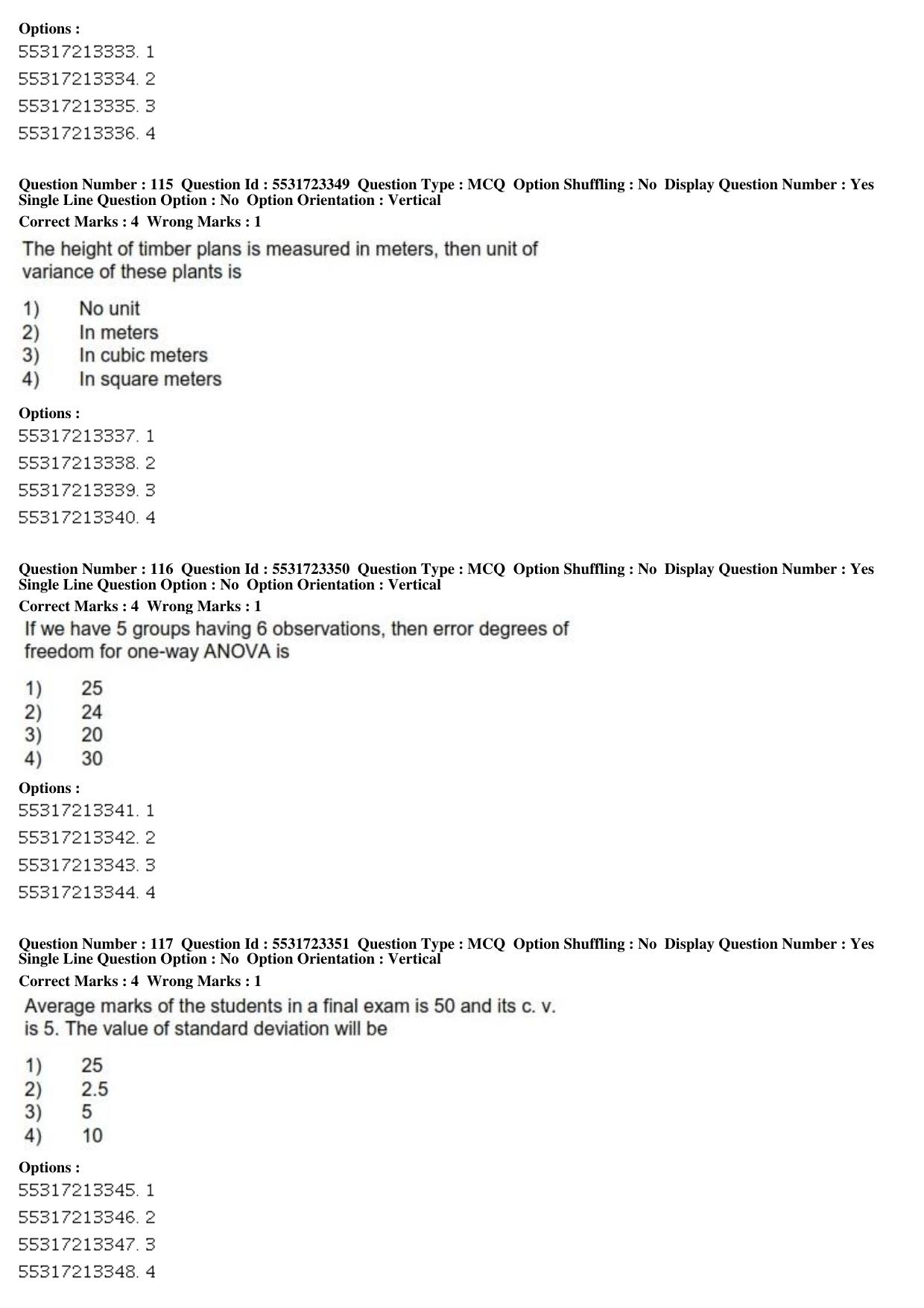 ICAR AIEEA PG 2019 STATISTICAL SCIENCE Question Paper - Page 36