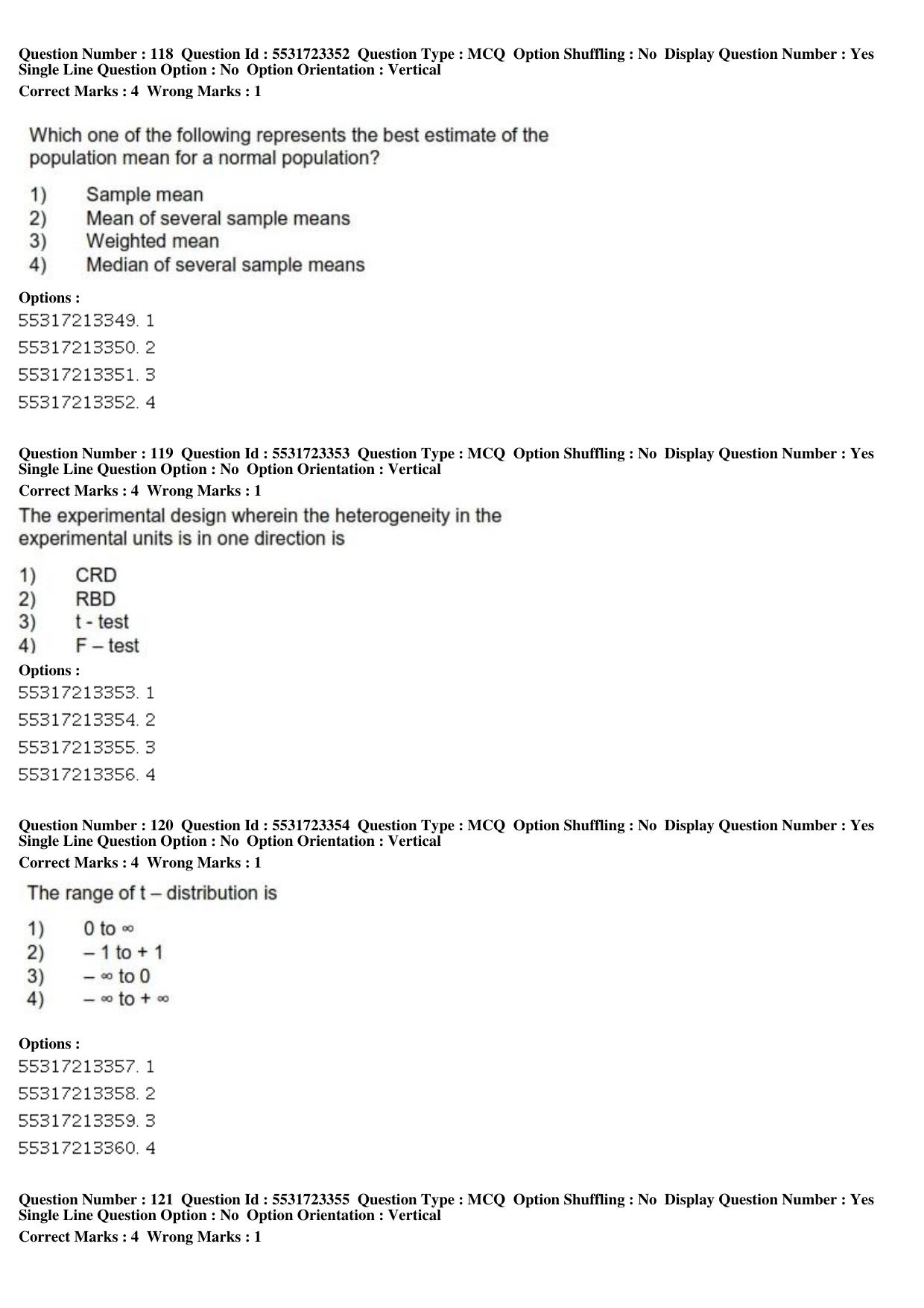 ICAR AIEEA PG 2019 STATISTICAL SCIENCE Question Paper - Page 37