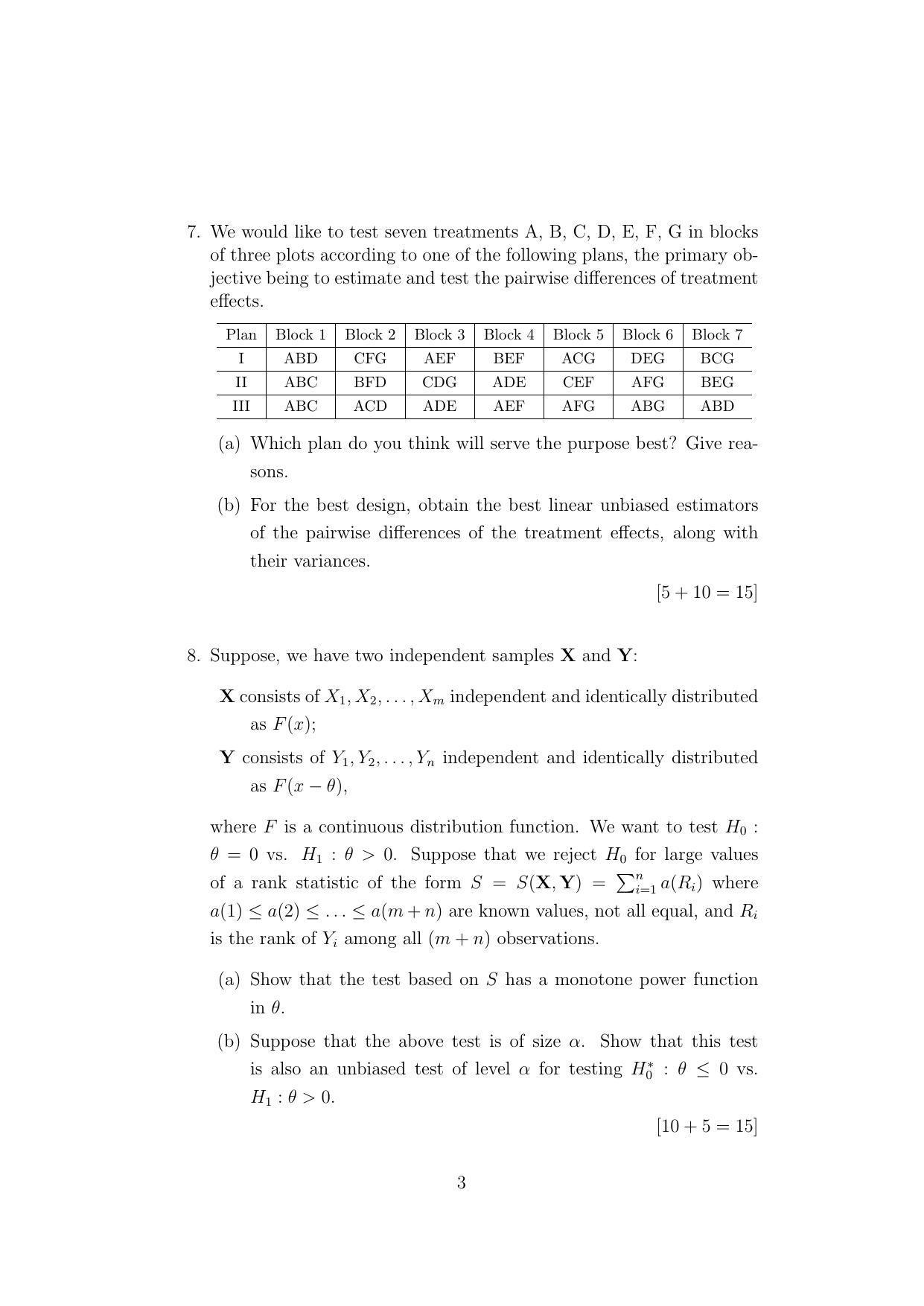 ISI Admission Test JRF in Statistics STB 2021 Sample Paper - Page 3