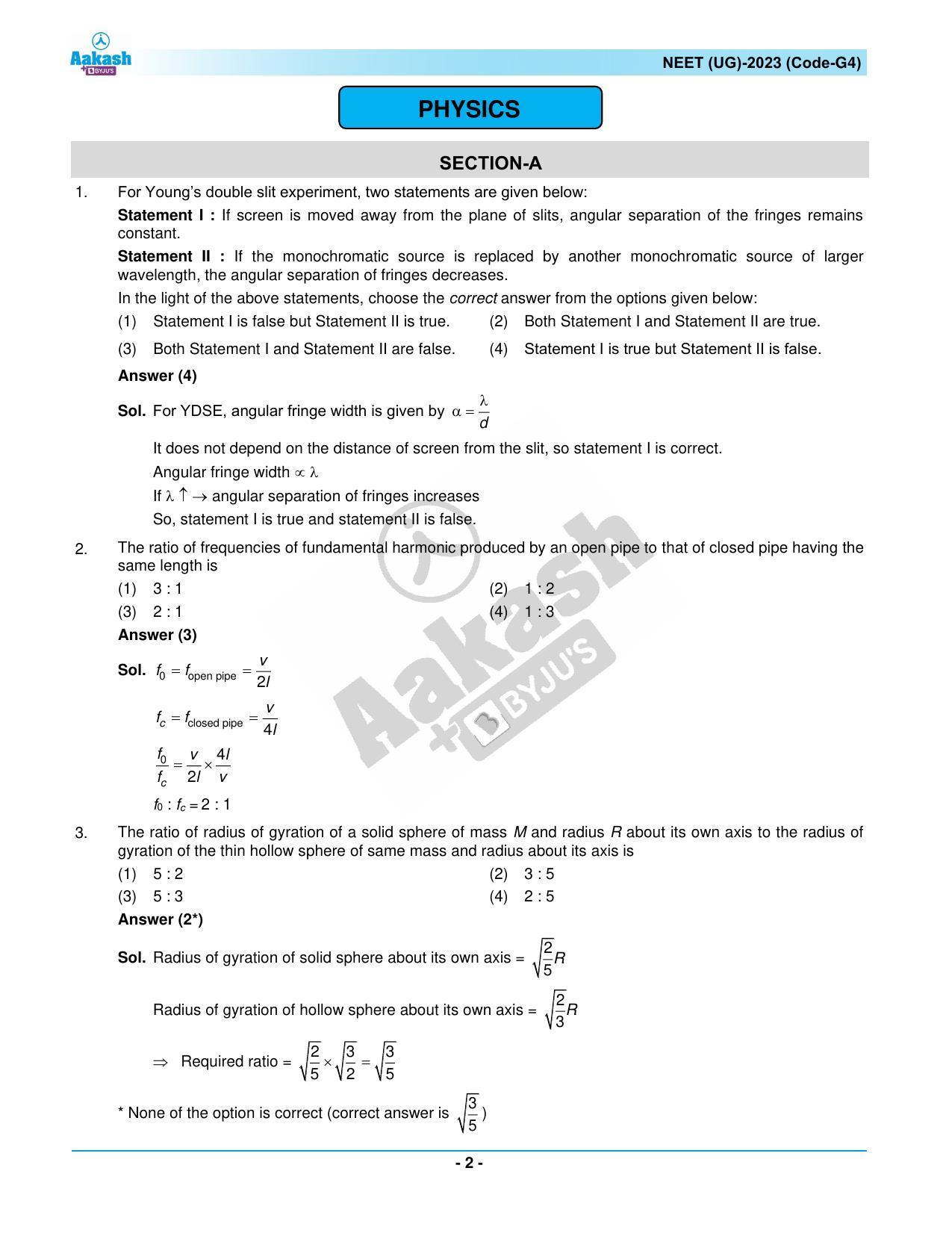 NEET 2023 Question Paper G4 - Page 2