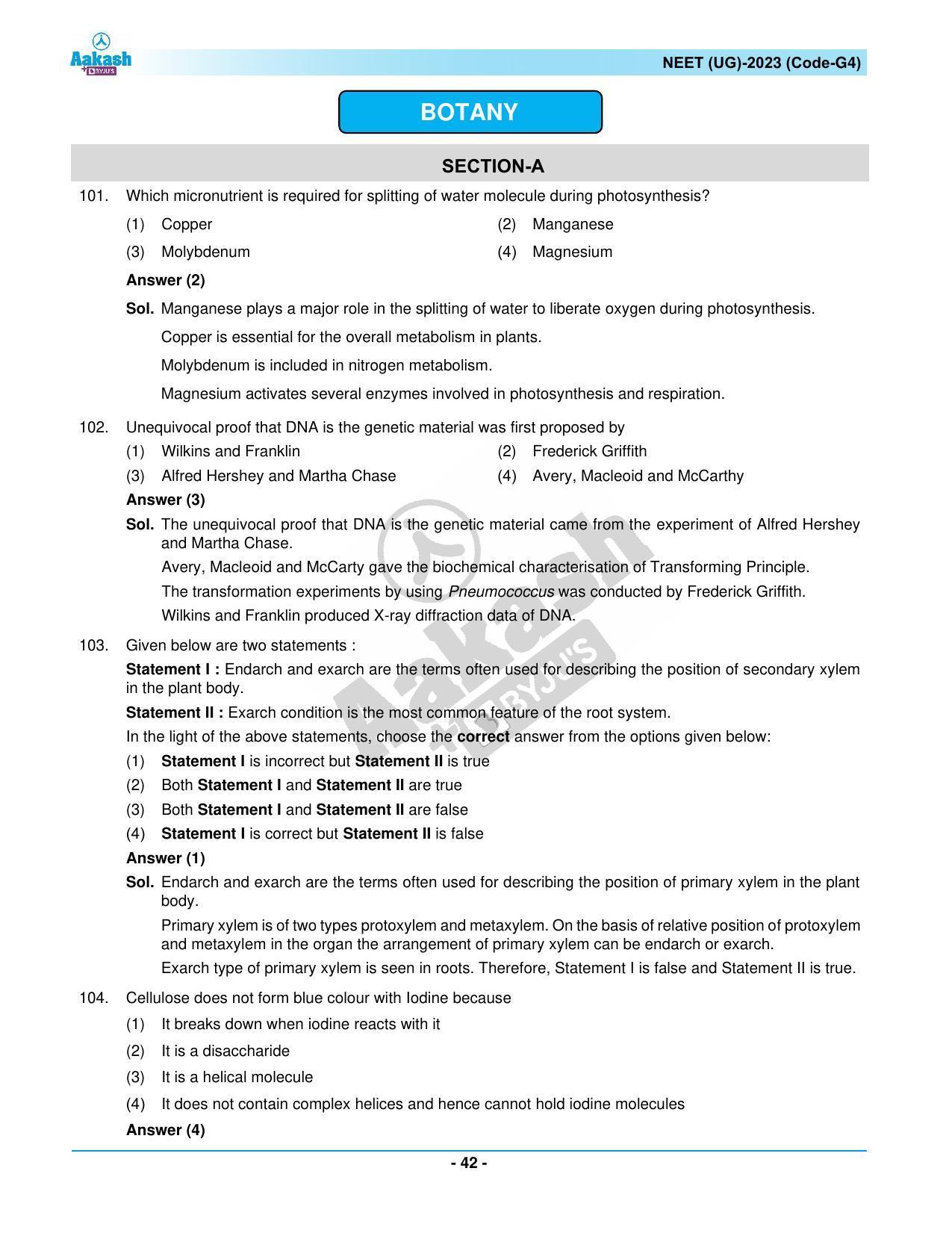 NEET 2023 Question Paper G4 - Page 42