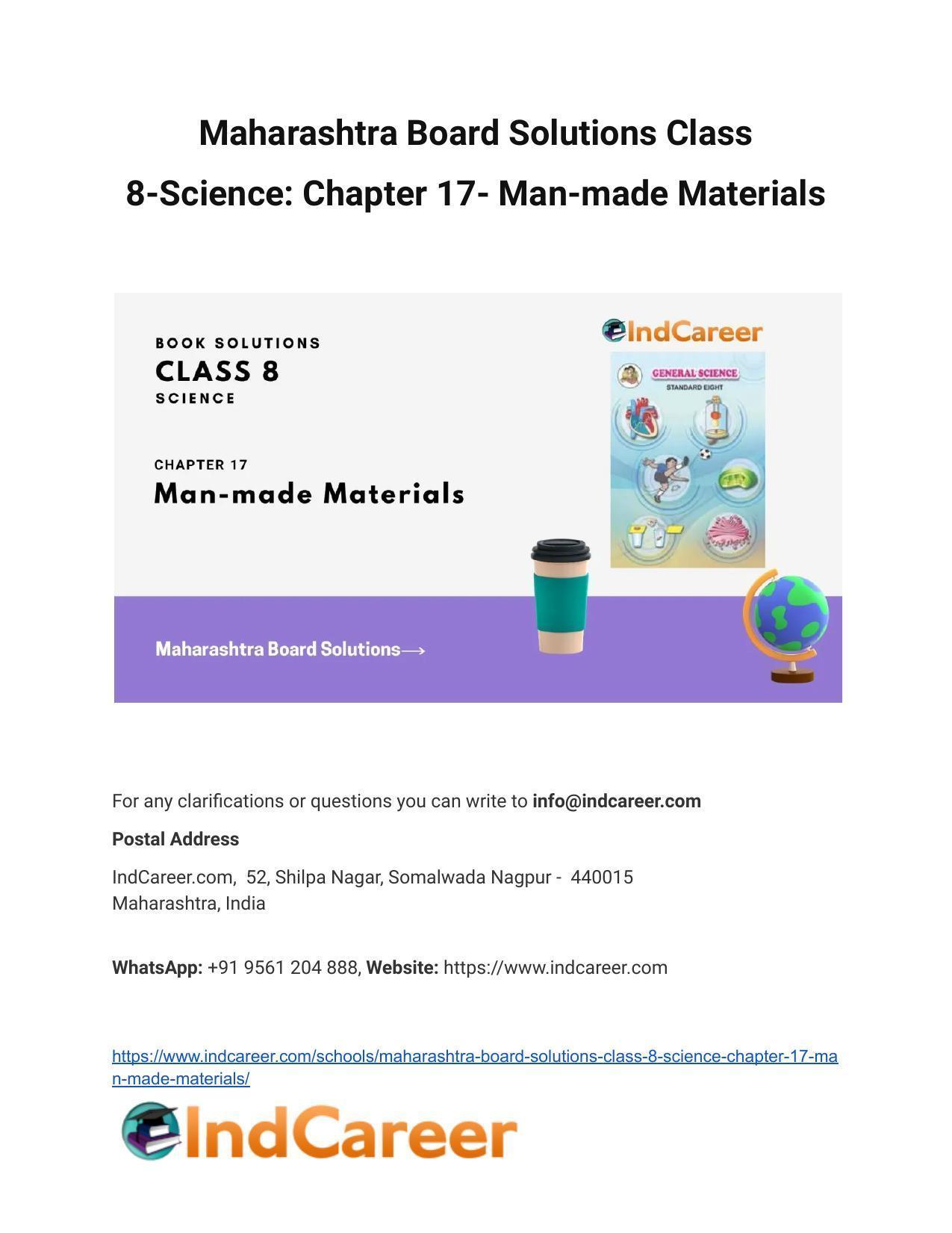 Maharashtra Board Solutions Class 8-Science: Chapter 17- Man-made Materials - Page 1