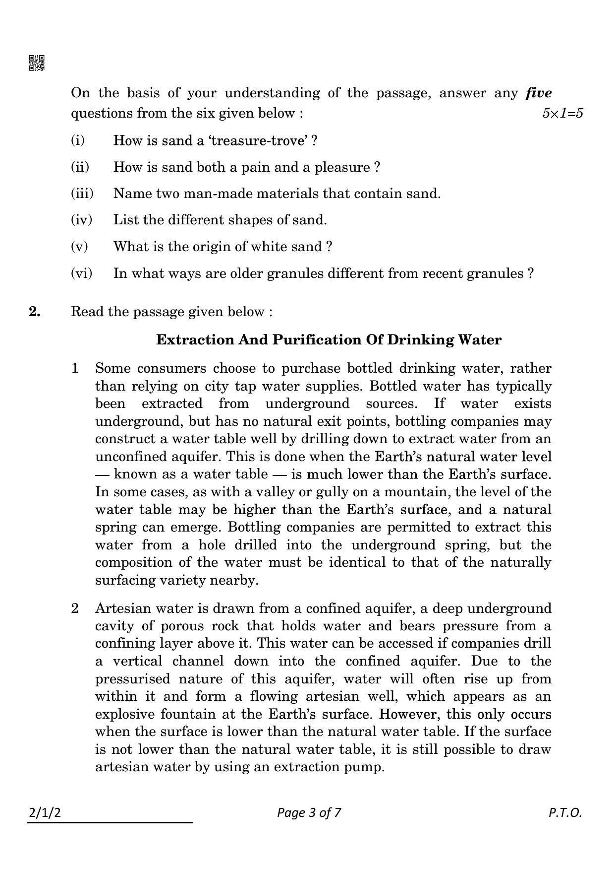 CBSE Class 10 2-1-2 English L & L 2022 Question Paper - Page 3
