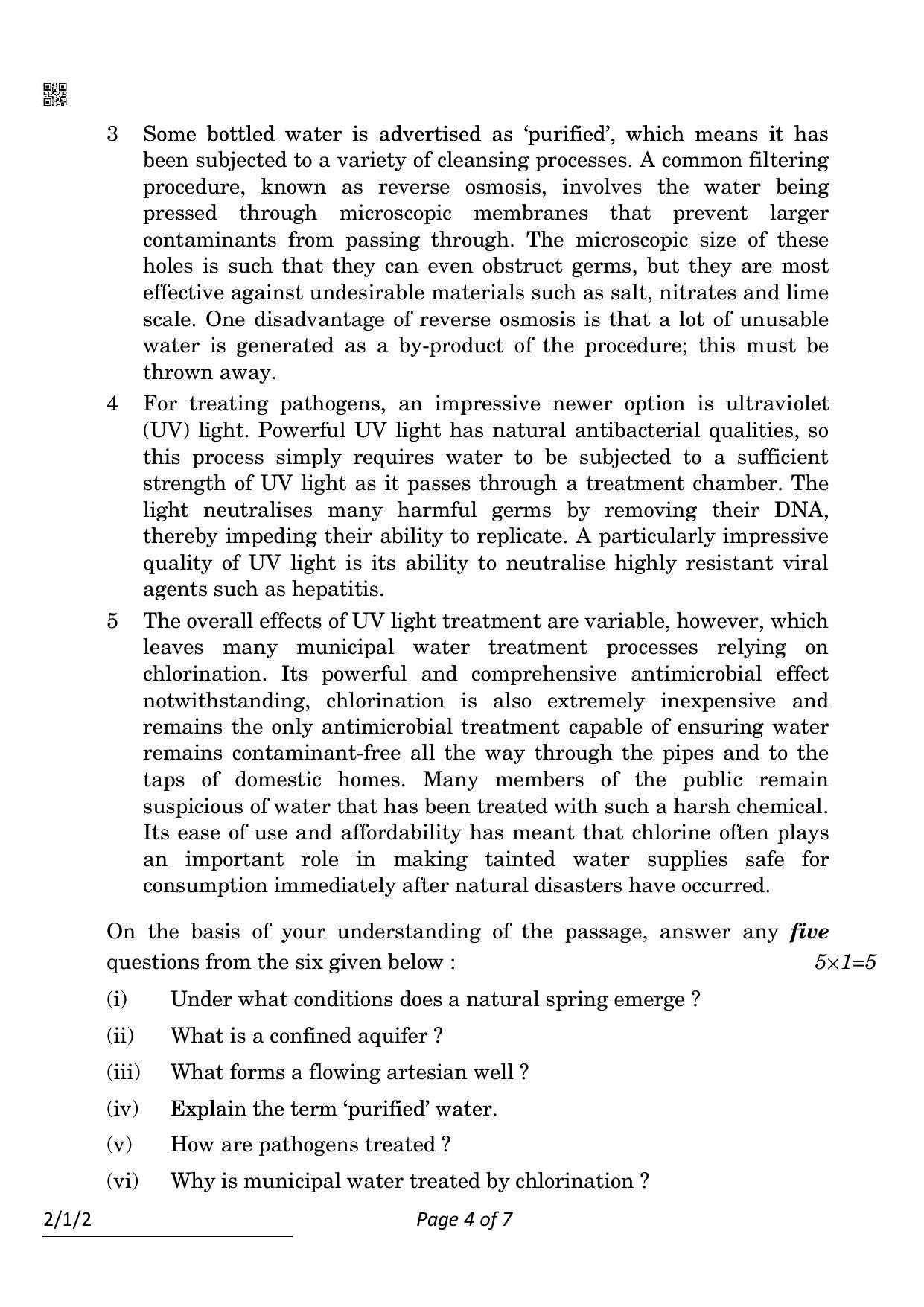 CBSE Class 10 2-1-2 English L & L 2022 Question Paper - Page 4