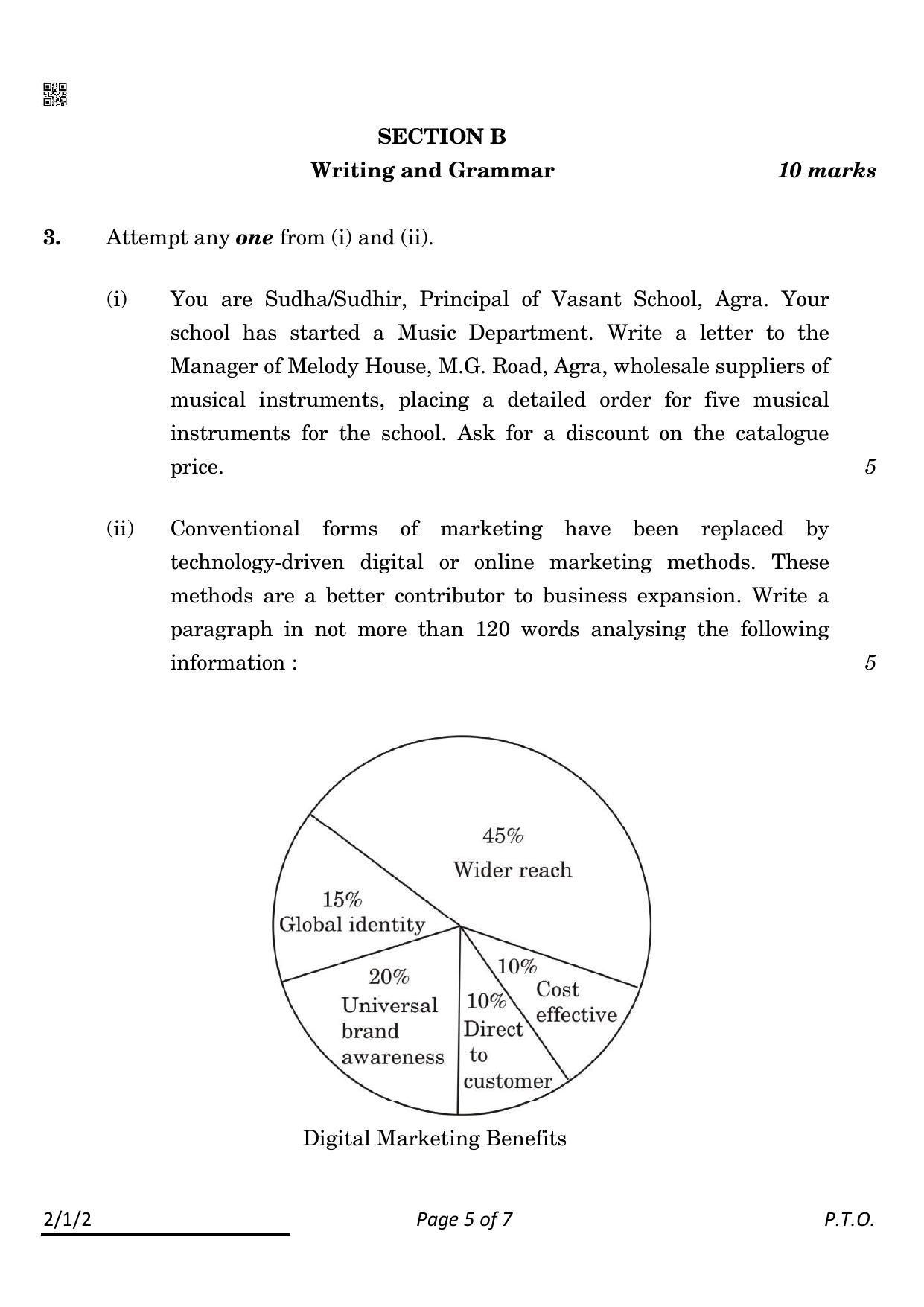 CBSE Class 10 2-1-2 English L & L 2022 Question Paper - Page 5