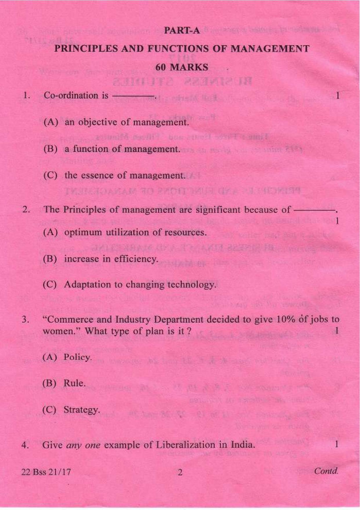 COHSEM Class 12 Business Studies 2017 Question Papers - Page 2