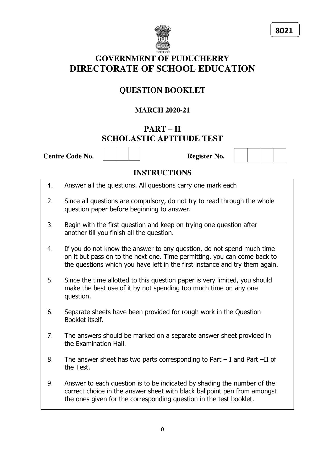 Puducherry NMMS 2020 Question Paper - Page 16