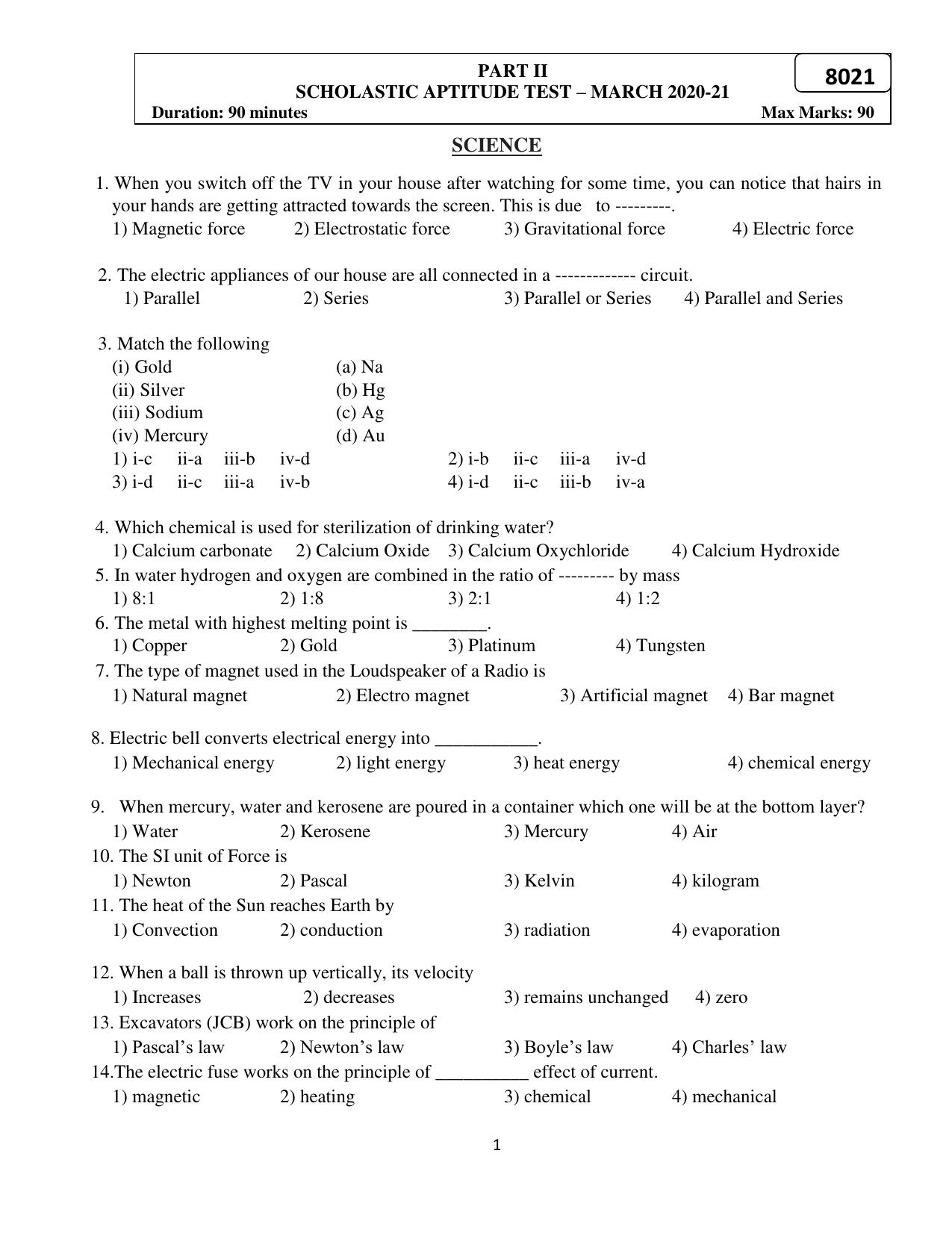 Puducherry NMMS 2020 Question Paper - Page 17