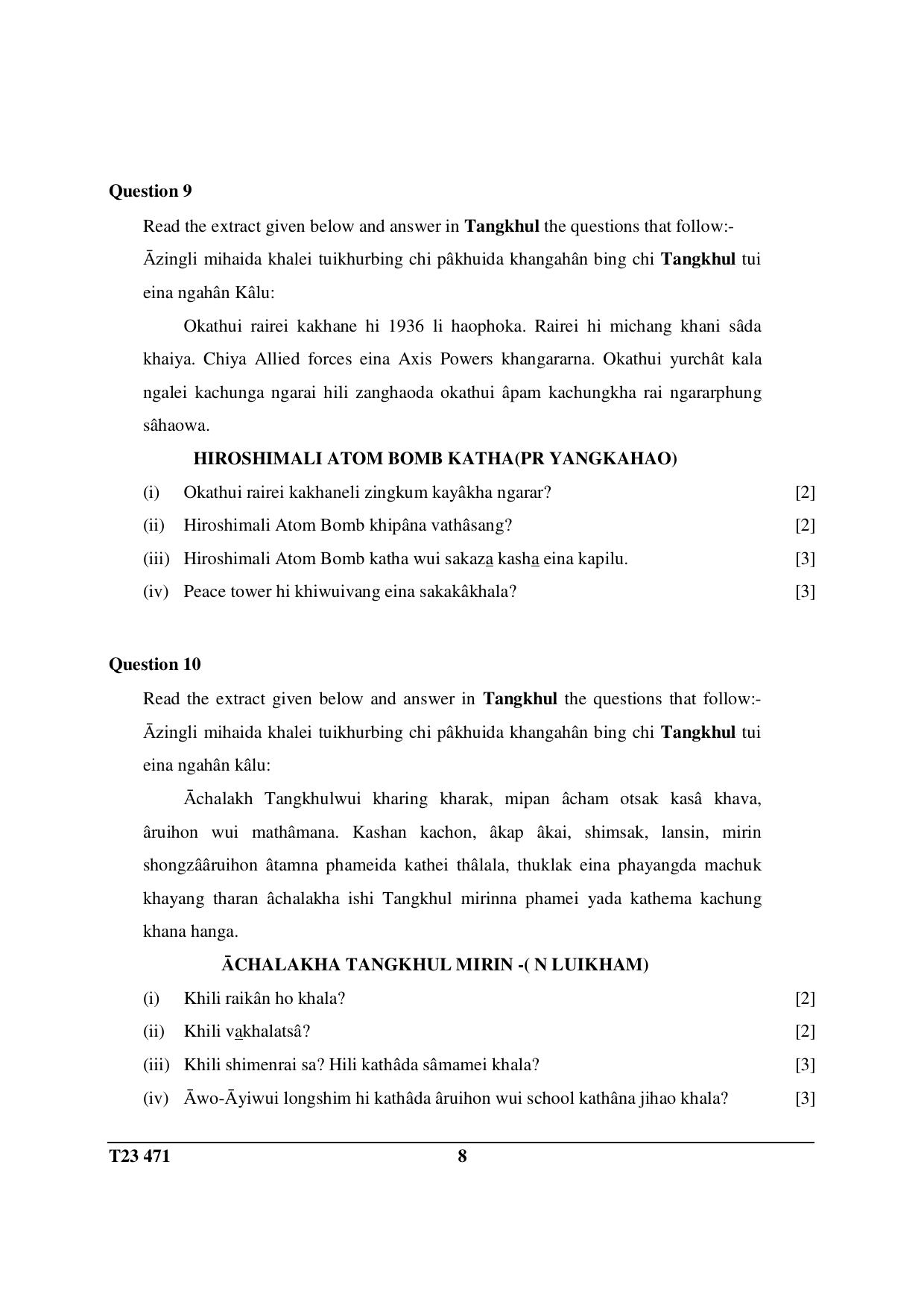 ICSE Class 10 TANGKHUL 2023 Question Paper - Page 8