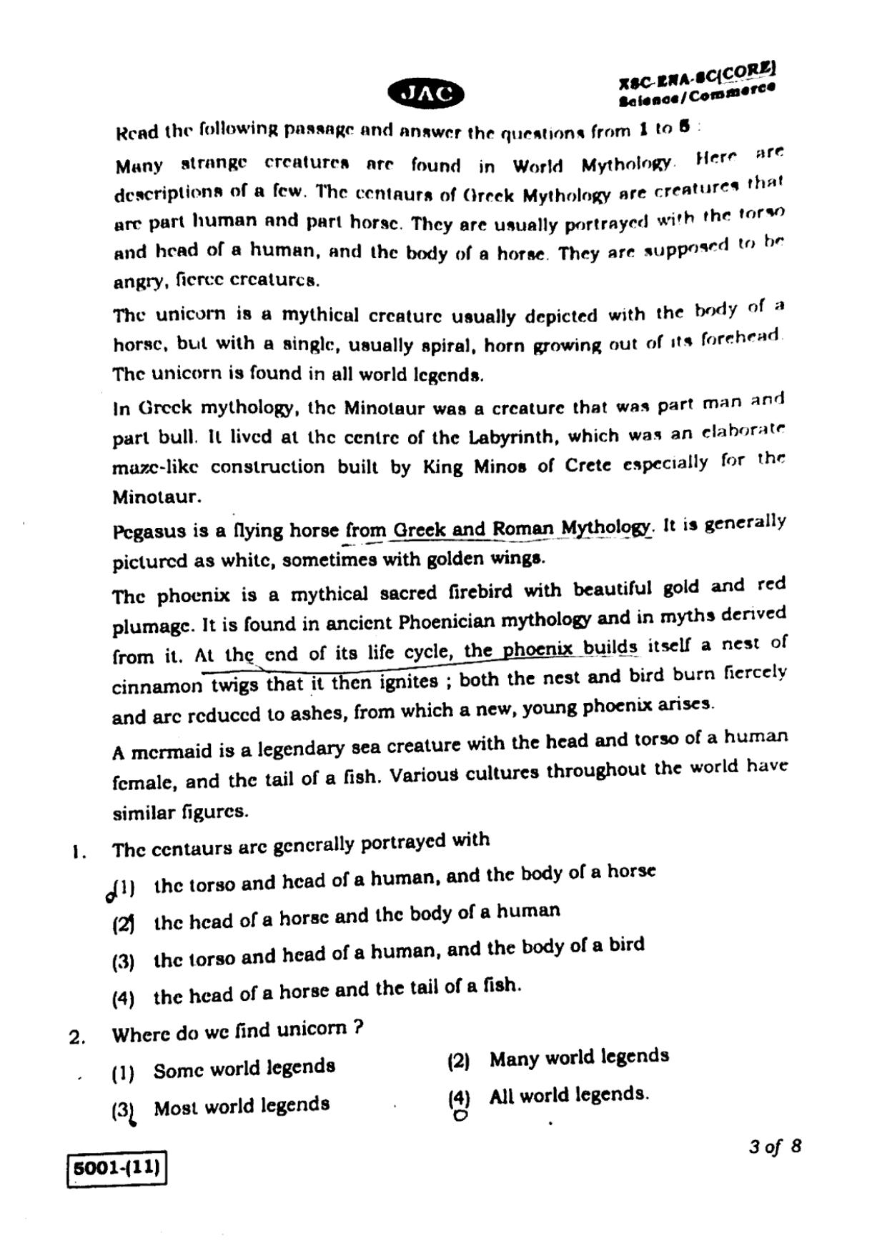 JAC Class 11 2020 English Core Question Paper - Page 3