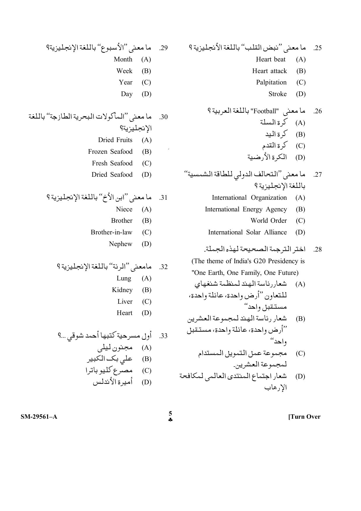 KUET 2023 M.A. Arabic Question Paper - Page 5