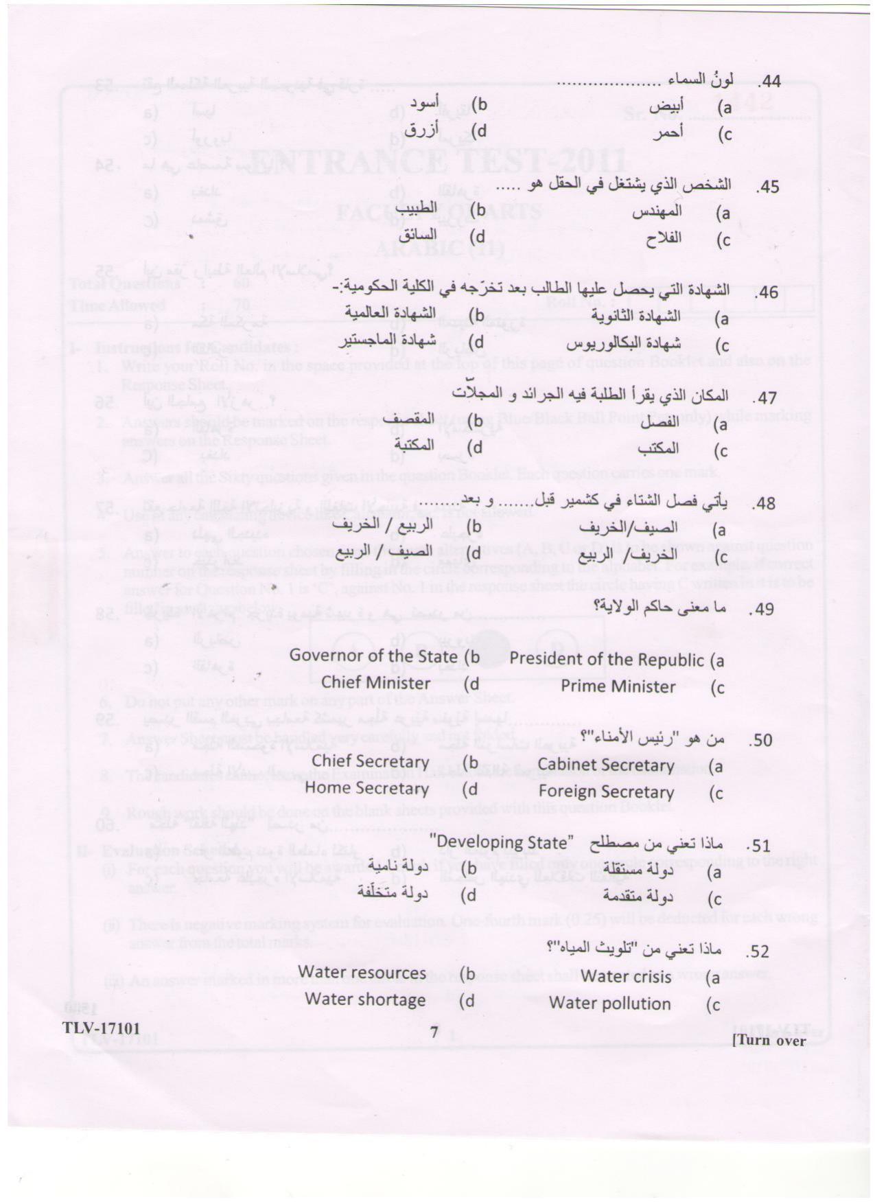 KUET 2023 M.A. Arabic Question Paper - Page 63