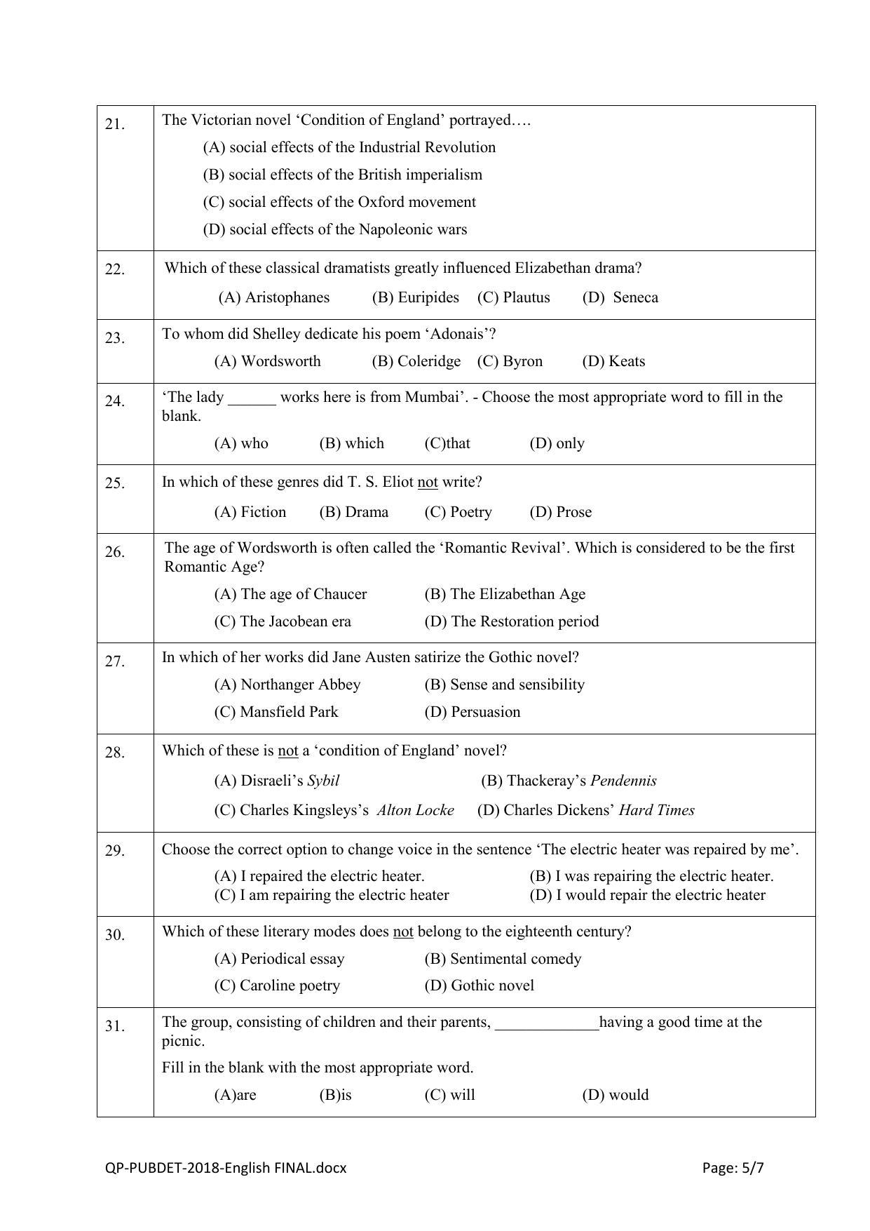 PUBDET 2018 English Question Papers - Page 5
