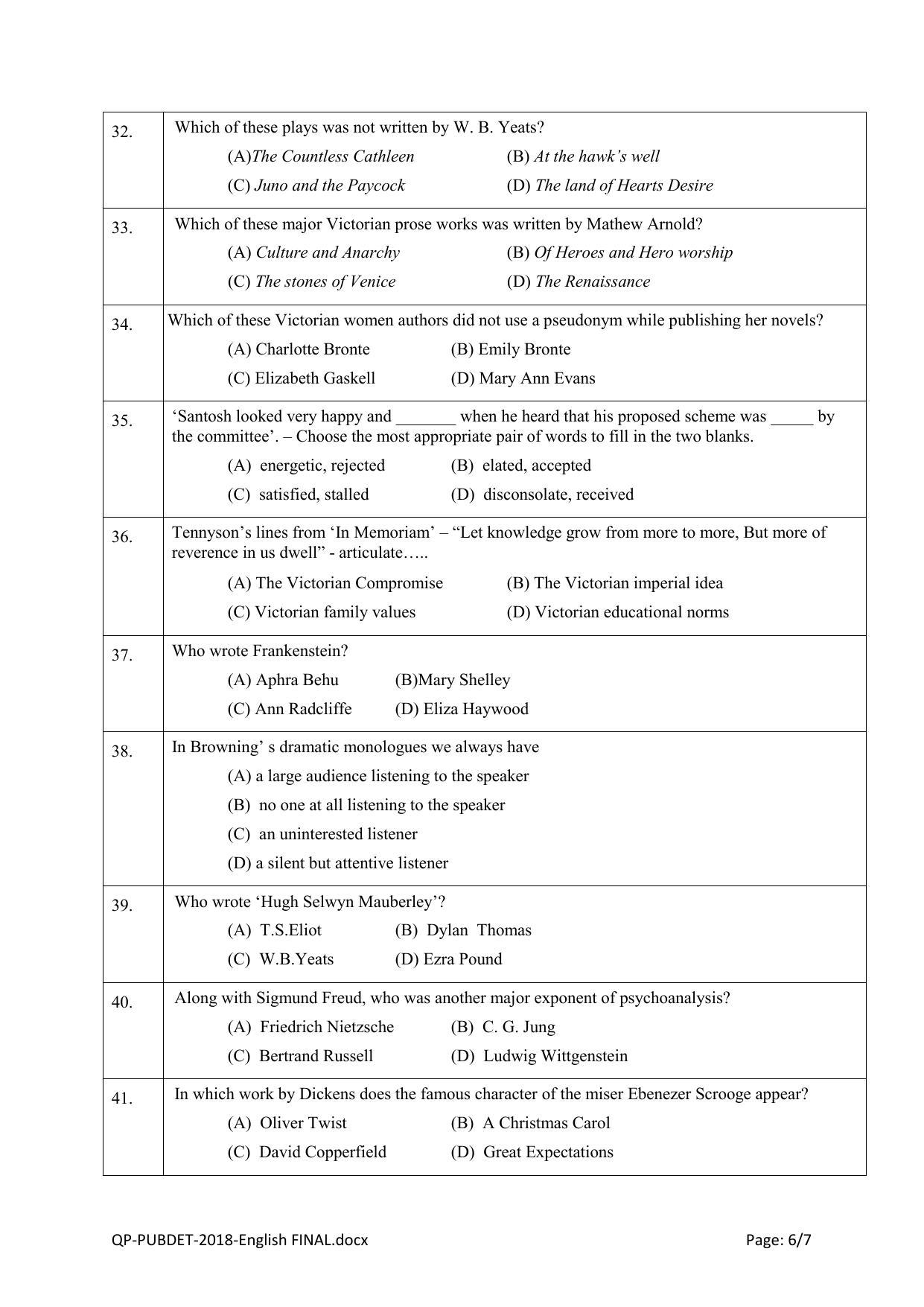 PUBDET 2018 English Question Papers - Page 6