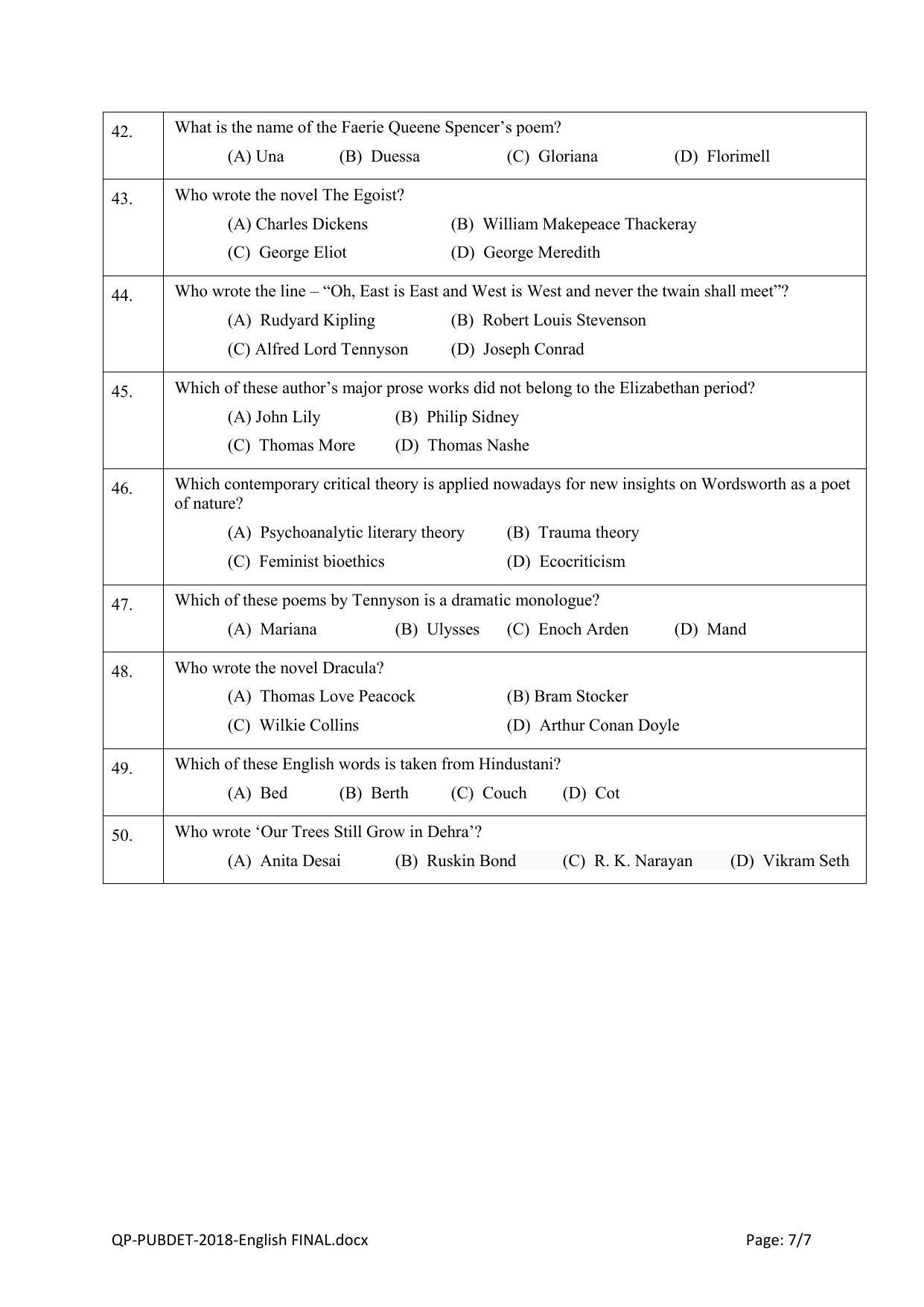PUBDET 2018 English Question Papers - Page 7