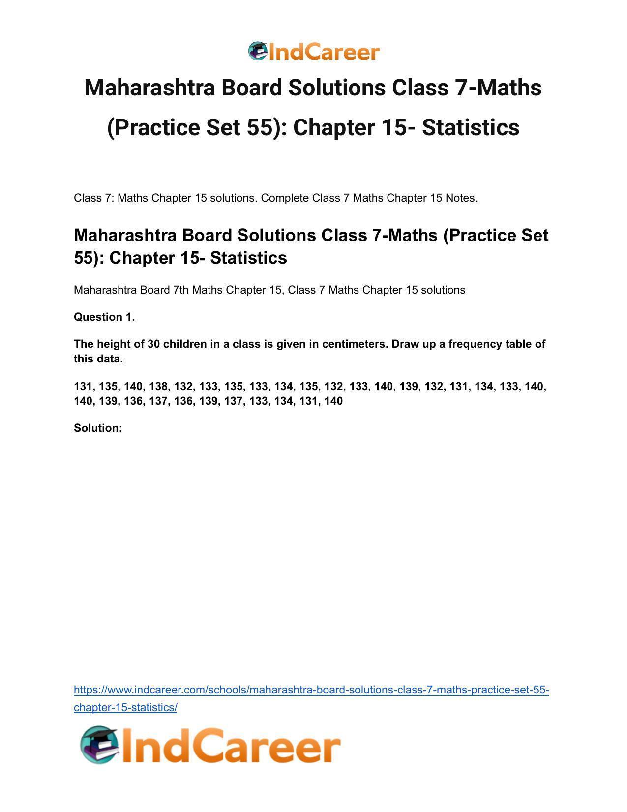 Maharashtra Board Solutions Class 7-Maths (Practice Set 55): Chapter 15- Statistics - Page 2