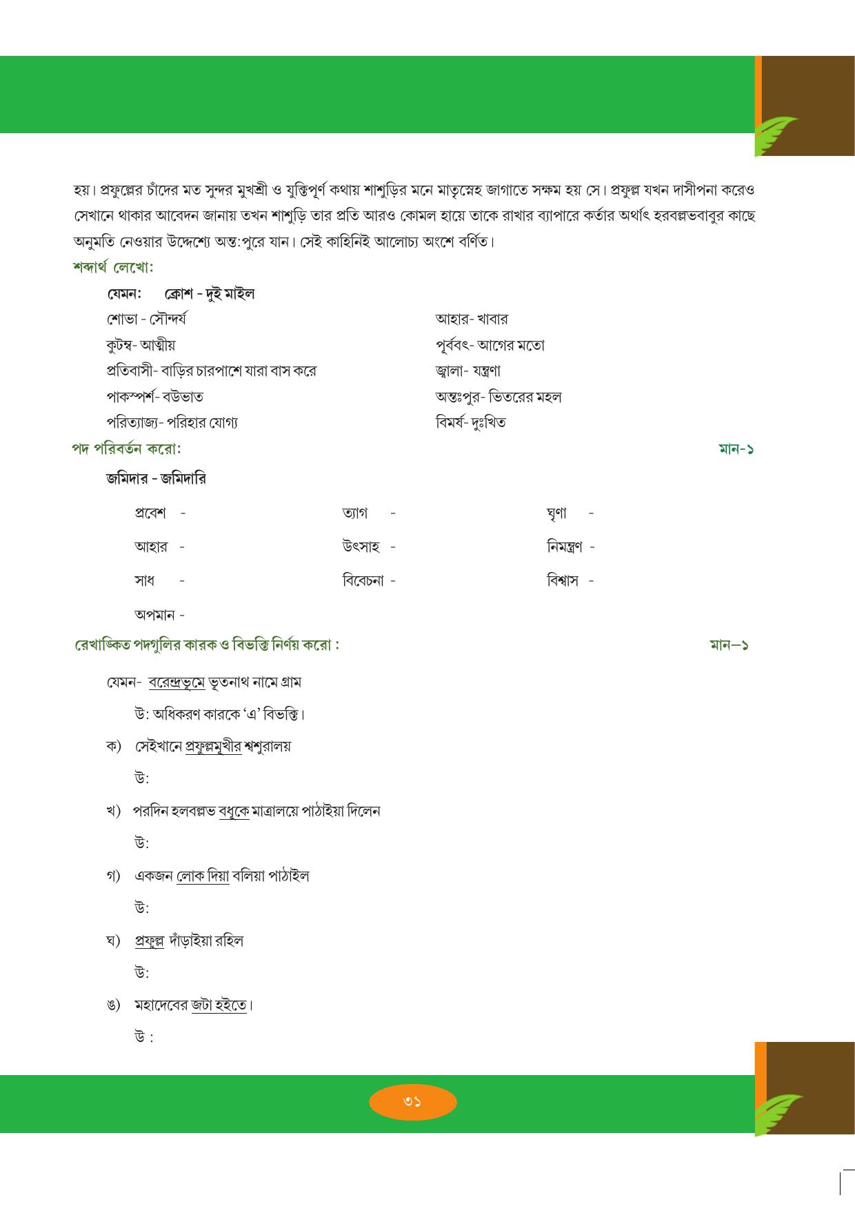 Tripura Board Class 9 Bengali Workbooks - Page 31