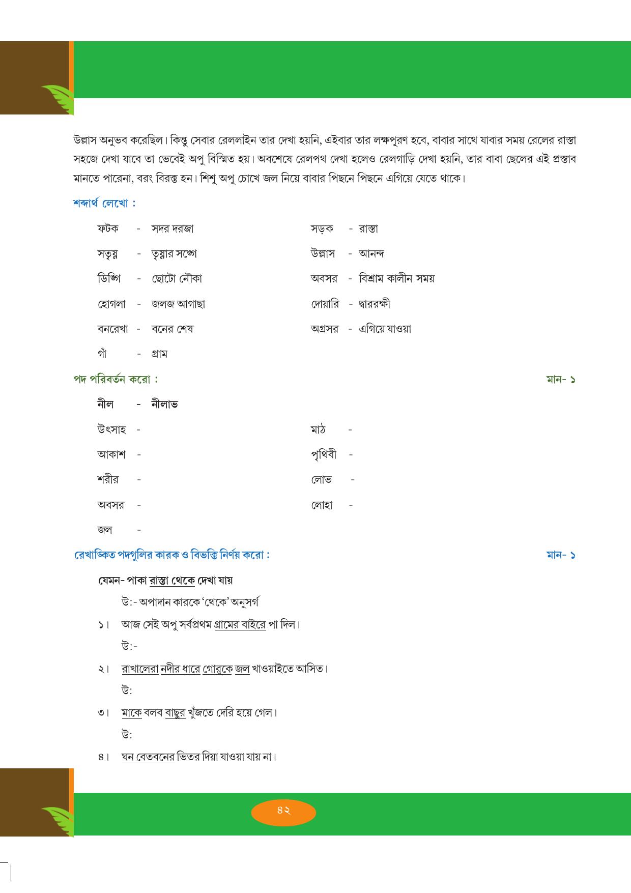 Tripura Board Class 9 Bengali Workbooks - Page 42