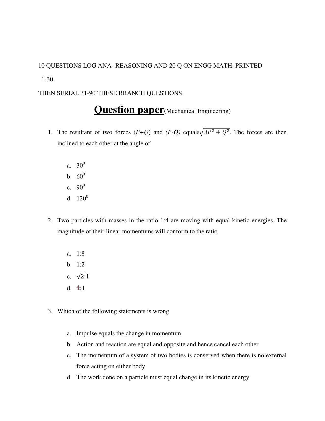 OJEE 2015 PGAT_MECH Question Paper - Page 1