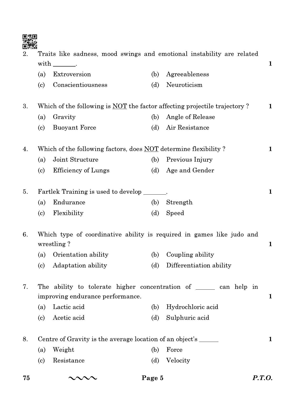 CBSE Class 12 75_physical Education 2023 Question Paper - Page 5