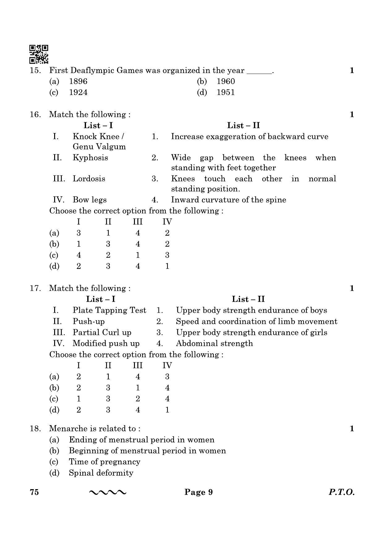CBSE Class 12 75_physical Education 2023 Question Paper - Page 9