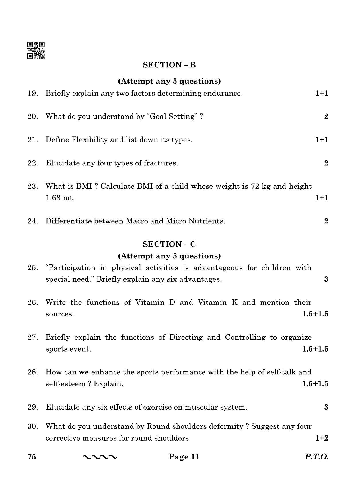 CBSE Class 12 75_physical Education 2023 Question Paper - Page 11