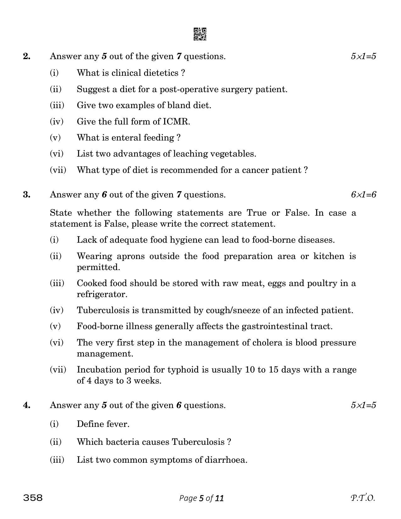 CBSE Class 12 Food Nutrition & Dietetics (Compartment) 2023 Question Paper - Page 5