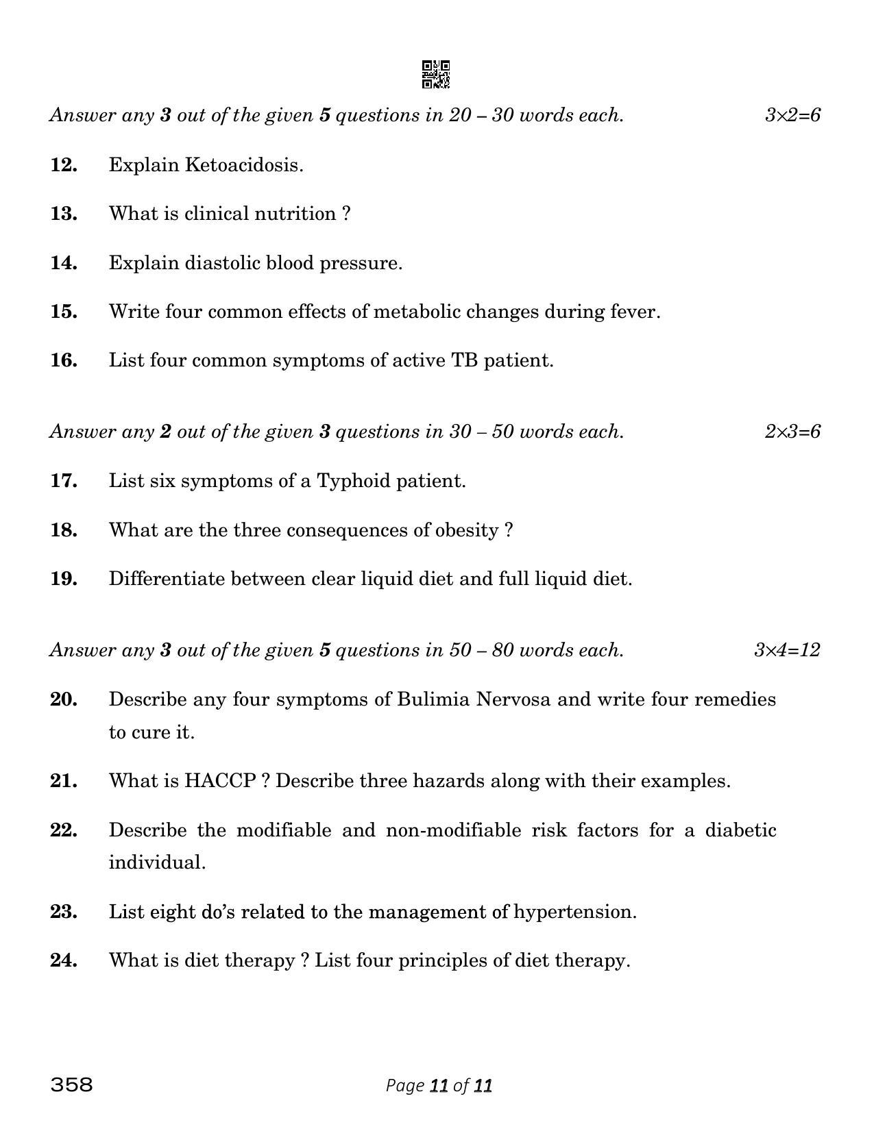 CBSE Class 12 Food Nutrition & Dietetics (Compartment) 2023 Question Paper - Page 11