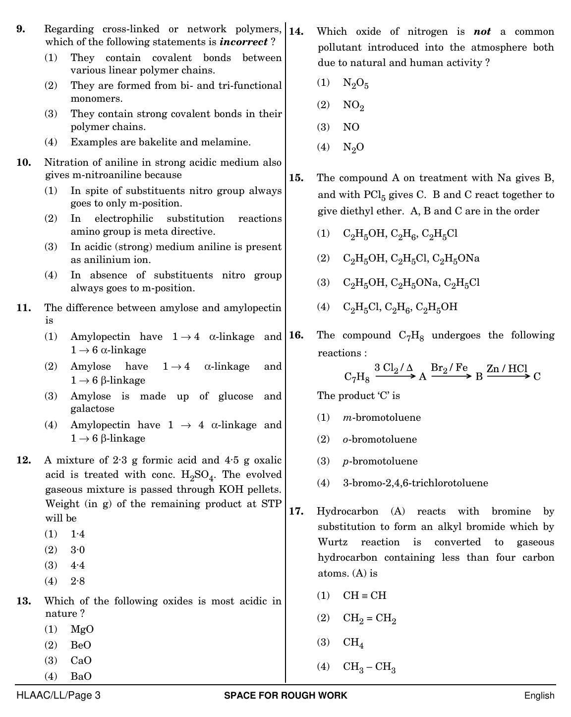 NEET English LL 2019 Question Paper - Page 3