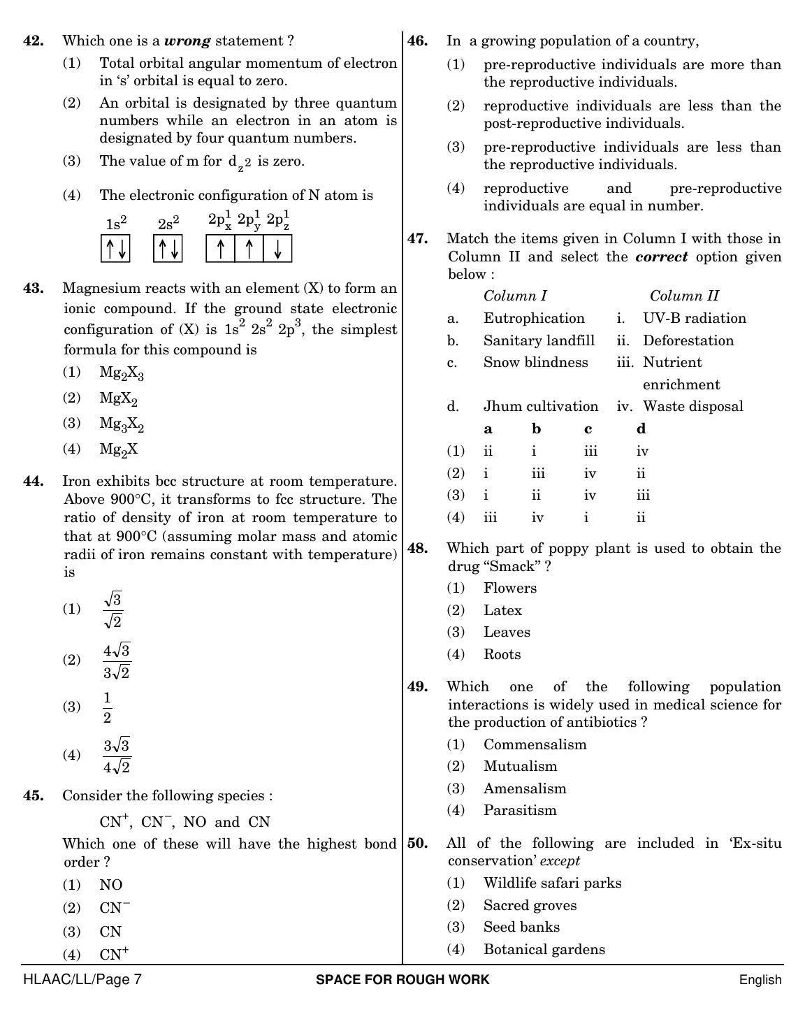 NEET English LL 2019 Question Paper - Page 7