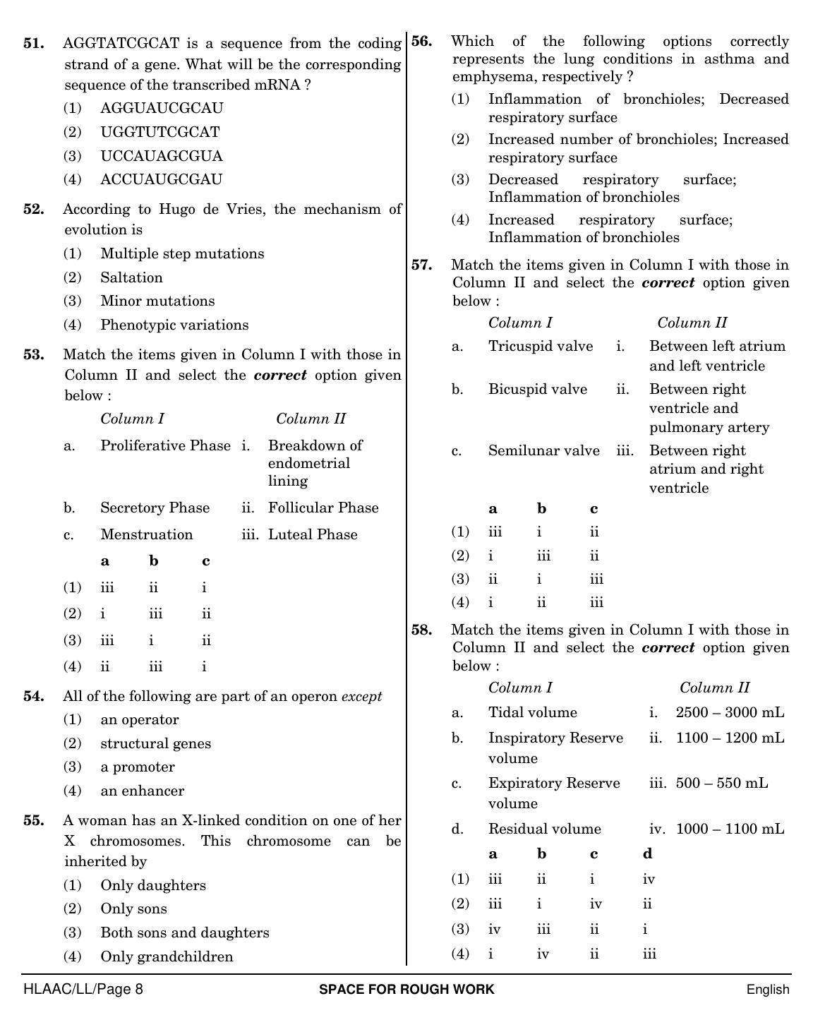 NEET English LL 2019 Question Paper - Page 8