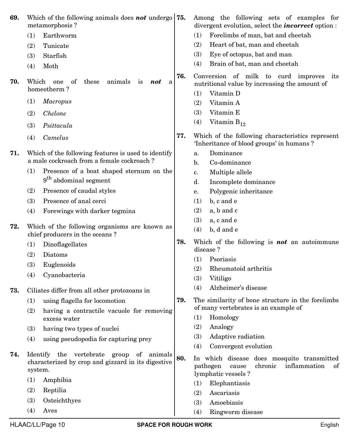 NEET English LL 2019 Question Paper - Page 10