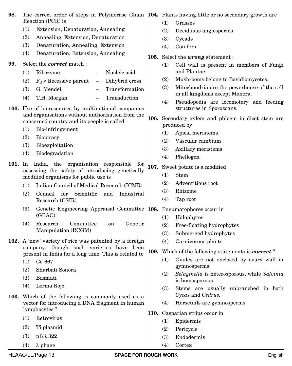 NEET English LL 2019 Question Paper - Page 13