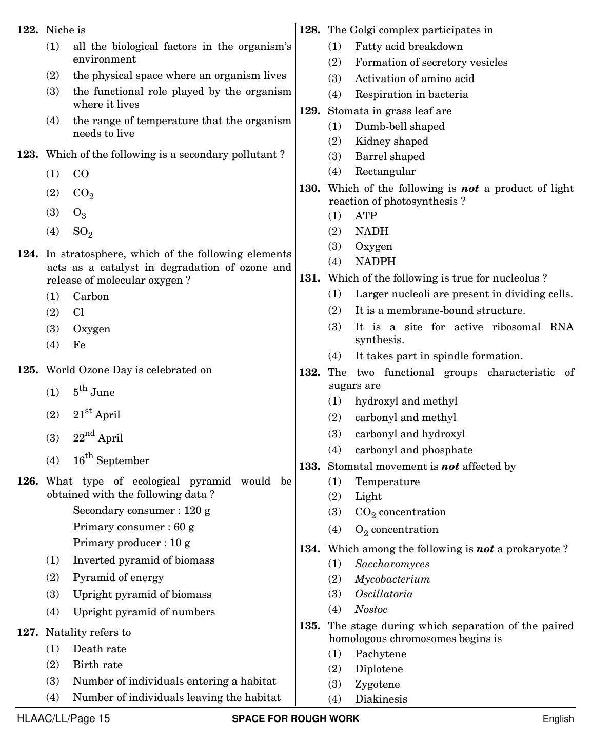 NEET English LL 2019 Question Paper - Page 15