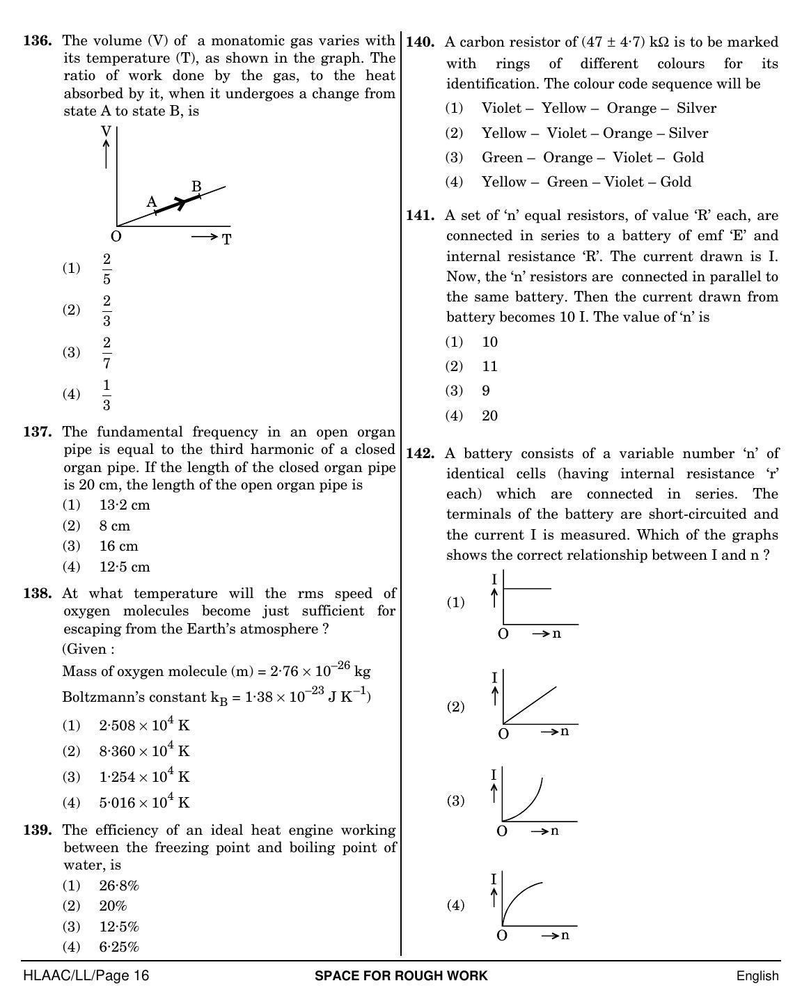 NEET English LL 2019 Question Paper - Page 16