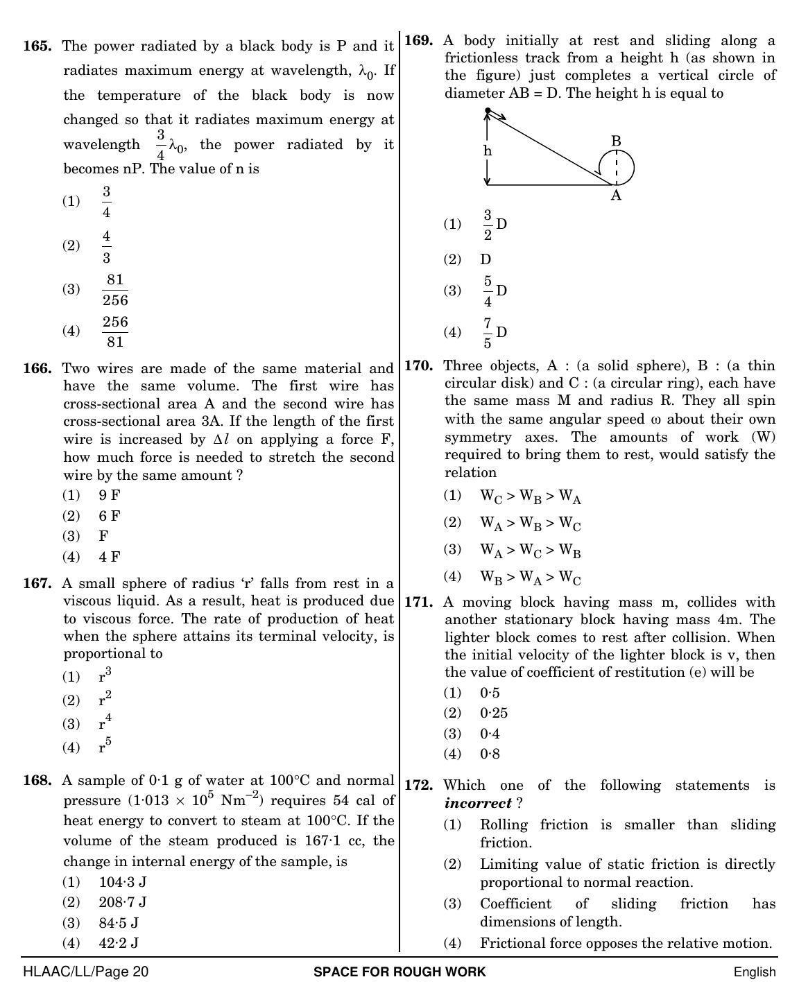 NEET English LL 2019 Question Paper - Page 20