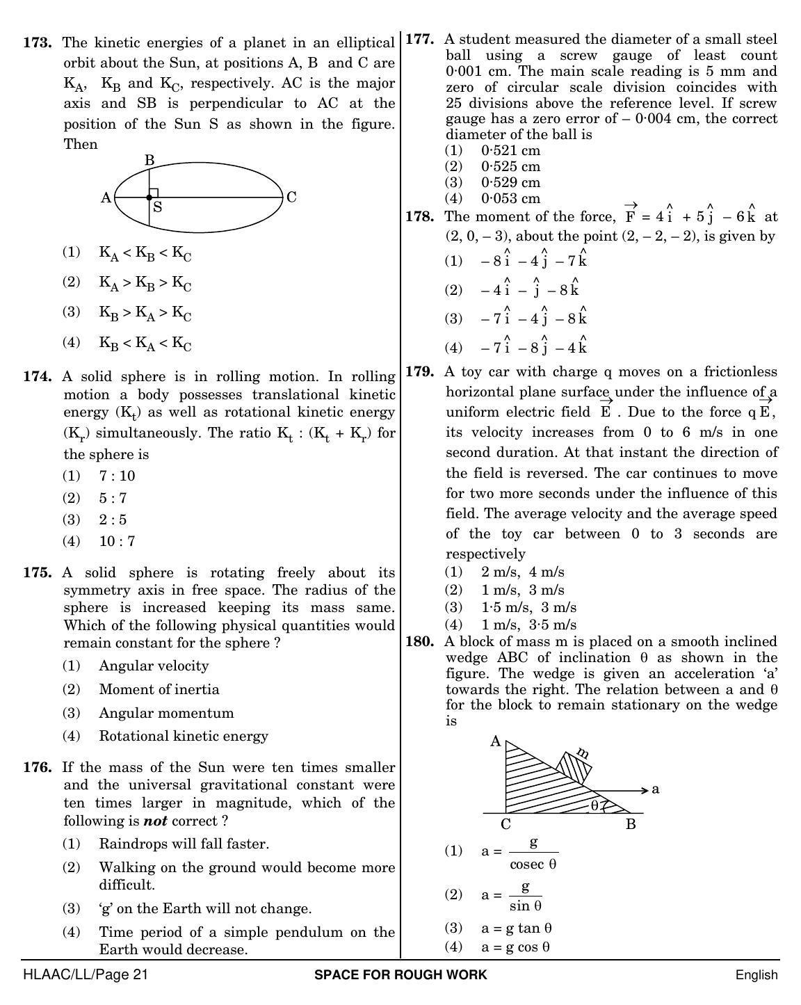 NEET English LL 2019 Question Paper - Page 21