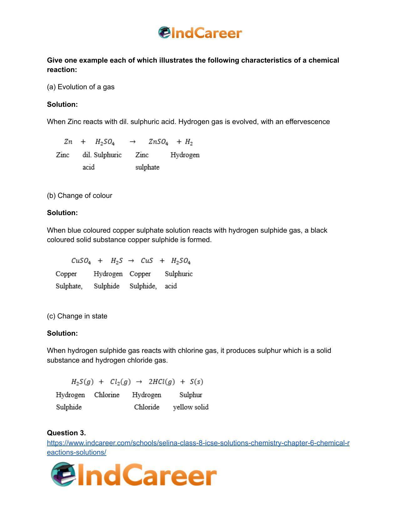 Selina Class 8 ICSE Solutions Chemistry : Chapter 6- Chemical Reactions Solutions - Page 3