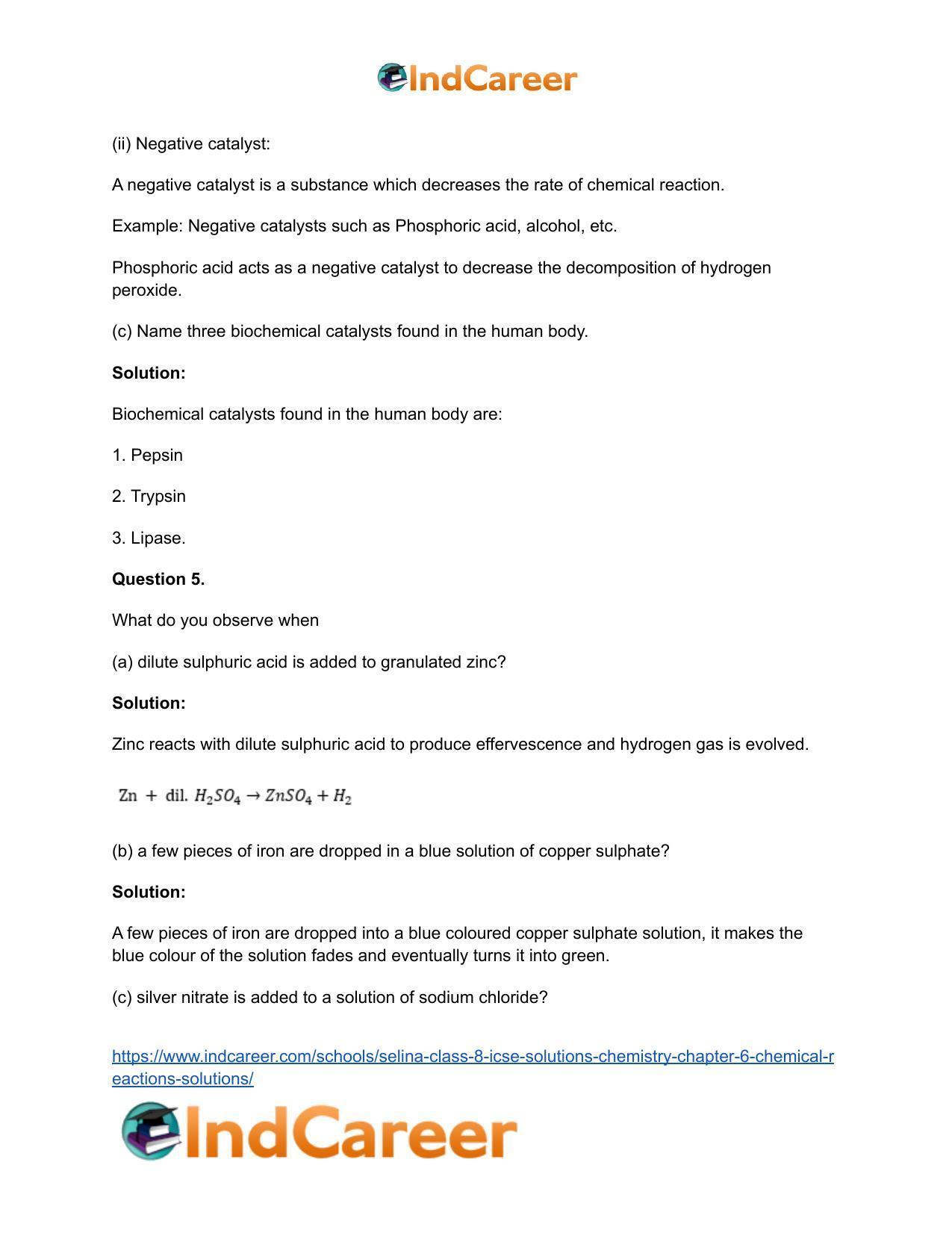Selina Class 8 ICSE Solutions Chemistry : Chapter 6- Chemical Reactions Solutions - Page 6