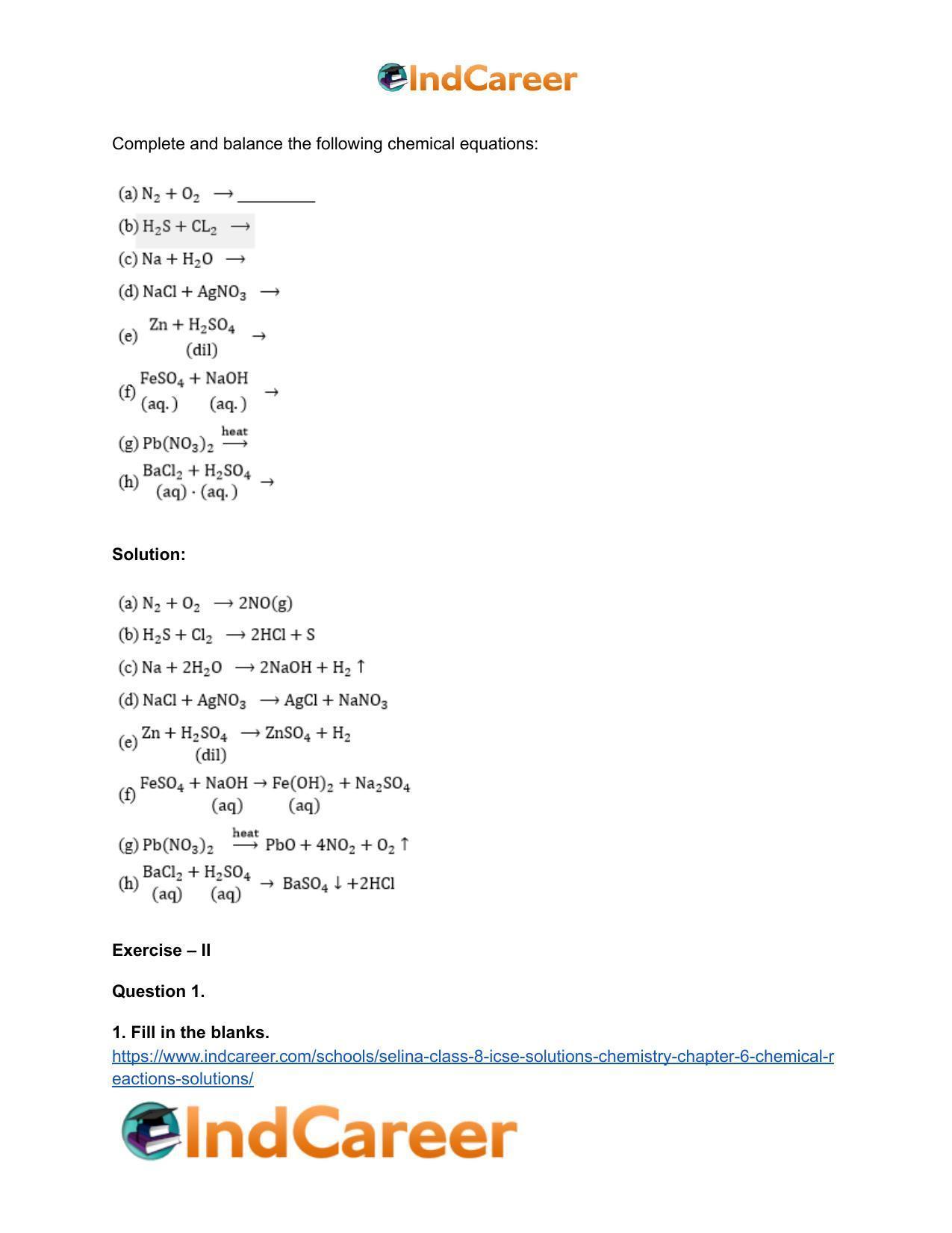 Selina Class 8 ICSE Solutions Chemistry : Chapter 6- Chemical Reactions Solutions - Page 8