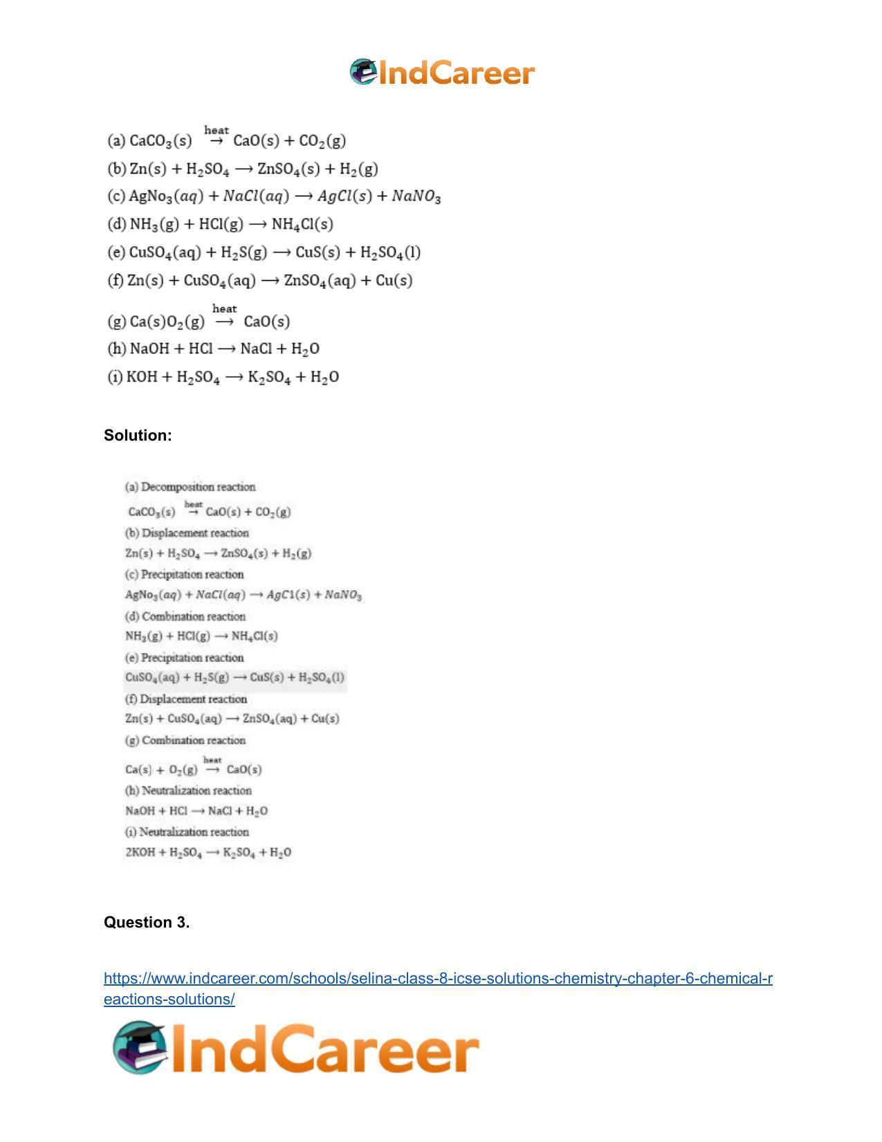 Selina Class 8 ICSE Solutions Chemistry : Chapter 6- Chemical Reactions Solutions - Page 10