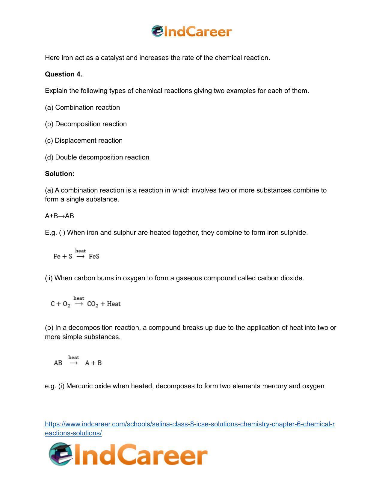 Selina Class 8 ICSE Solutions Chemistry : Chapter 6- Chemical Reactions Solutions - Page 12